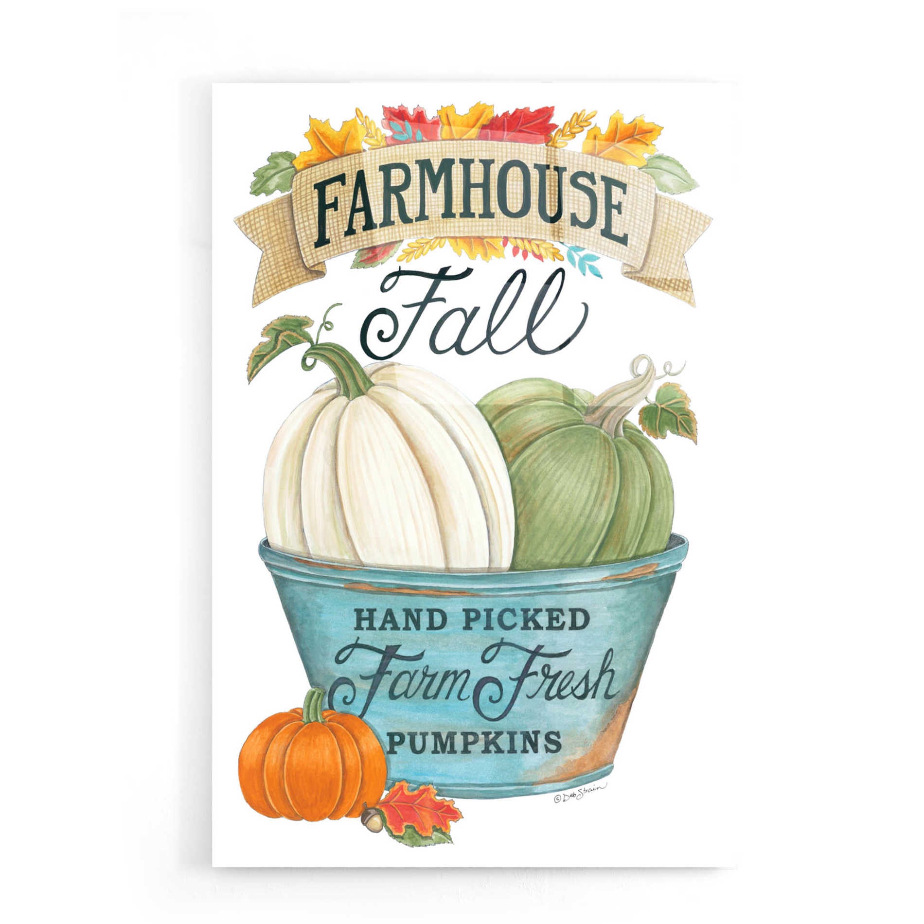 Epic Art 'Farmhouse Fall Pumpkins' by Deb Strain, Acrylic Glass Wall Art,16x24