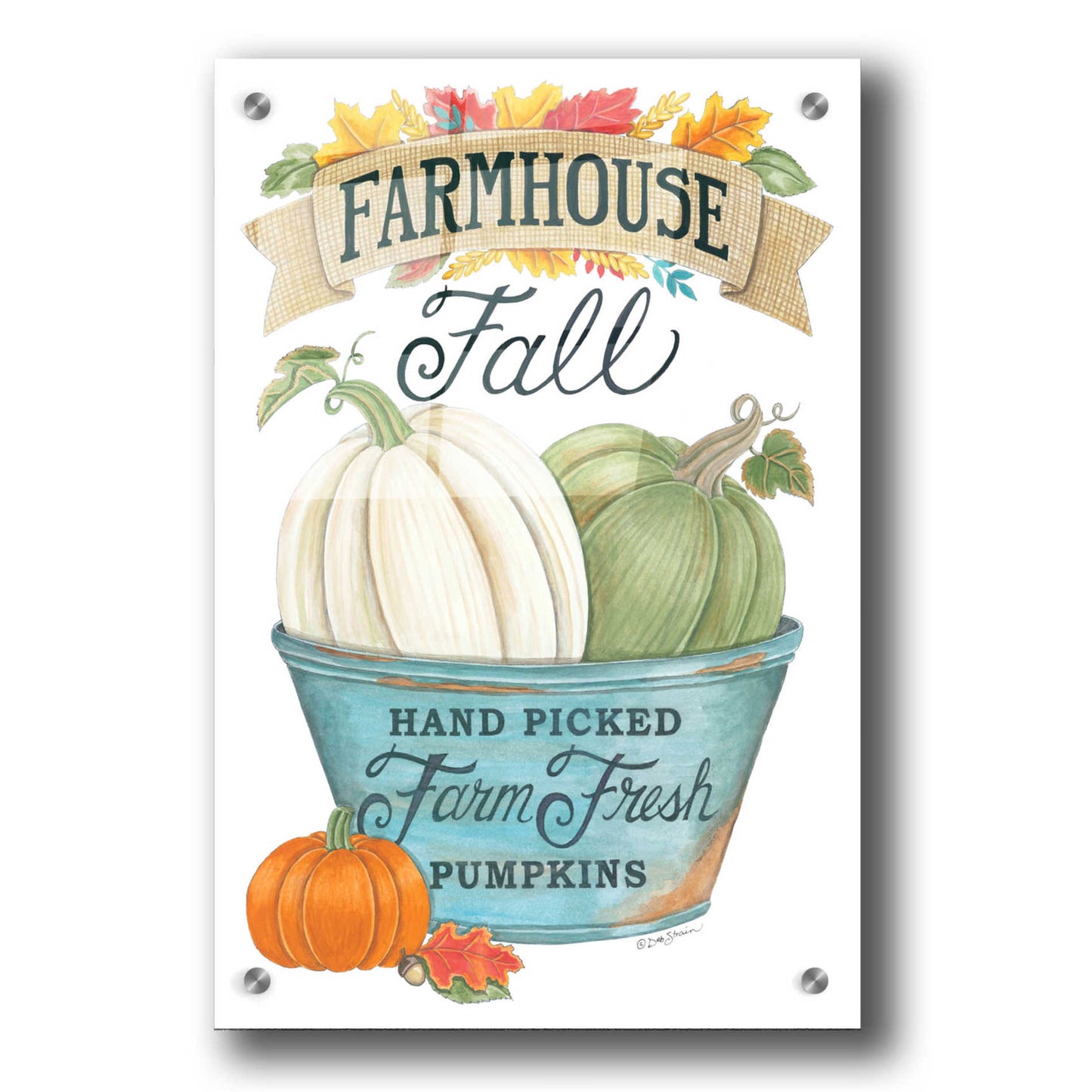 Epic Art 'Farmhouse Fall Pumpkins' by Deb Strain, Acrylic Glass Wall Art,24x36