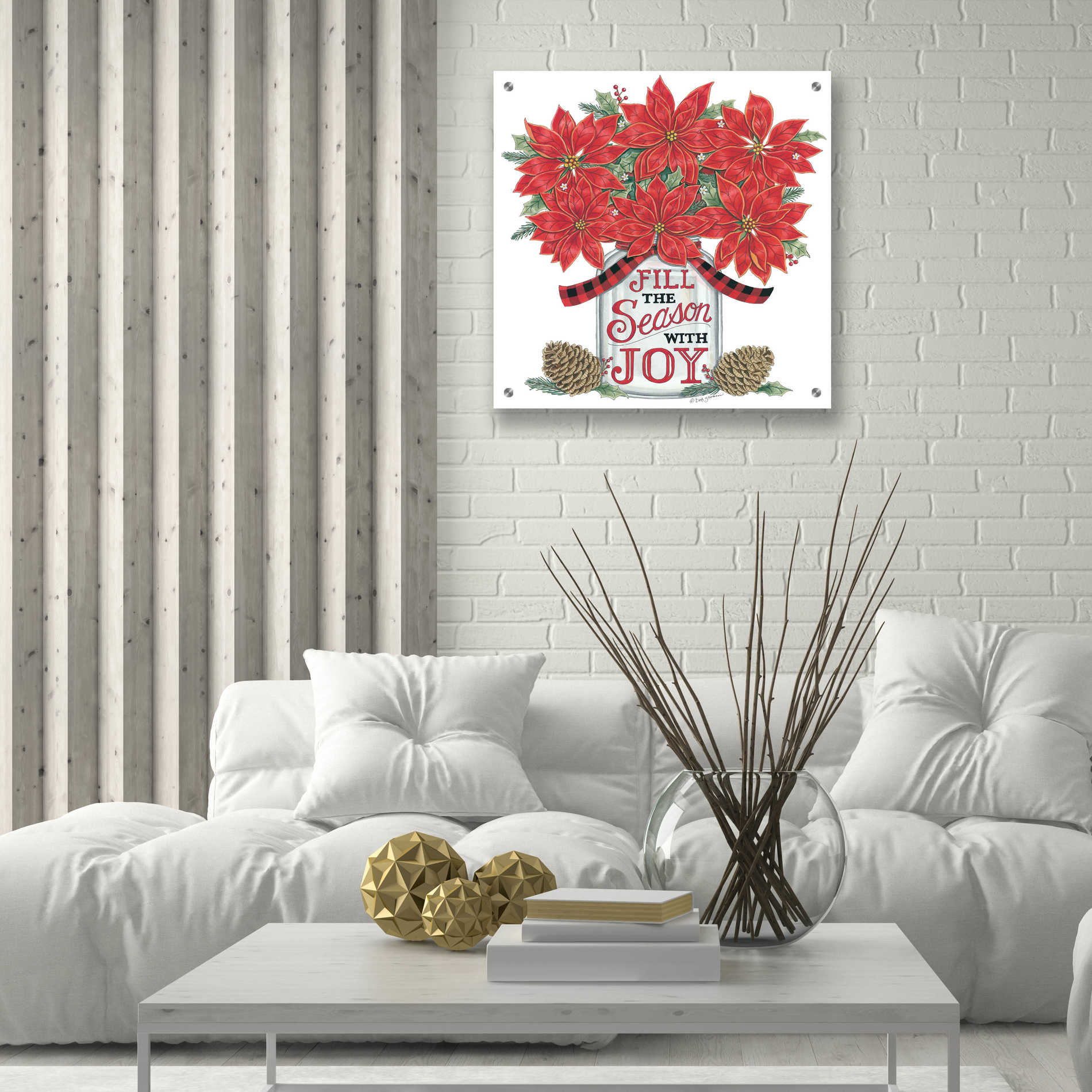 Epic Art 'Fill the Season Poinsettia Jar' by Deb Strain, Acrylic Glass Wall Art,24x24