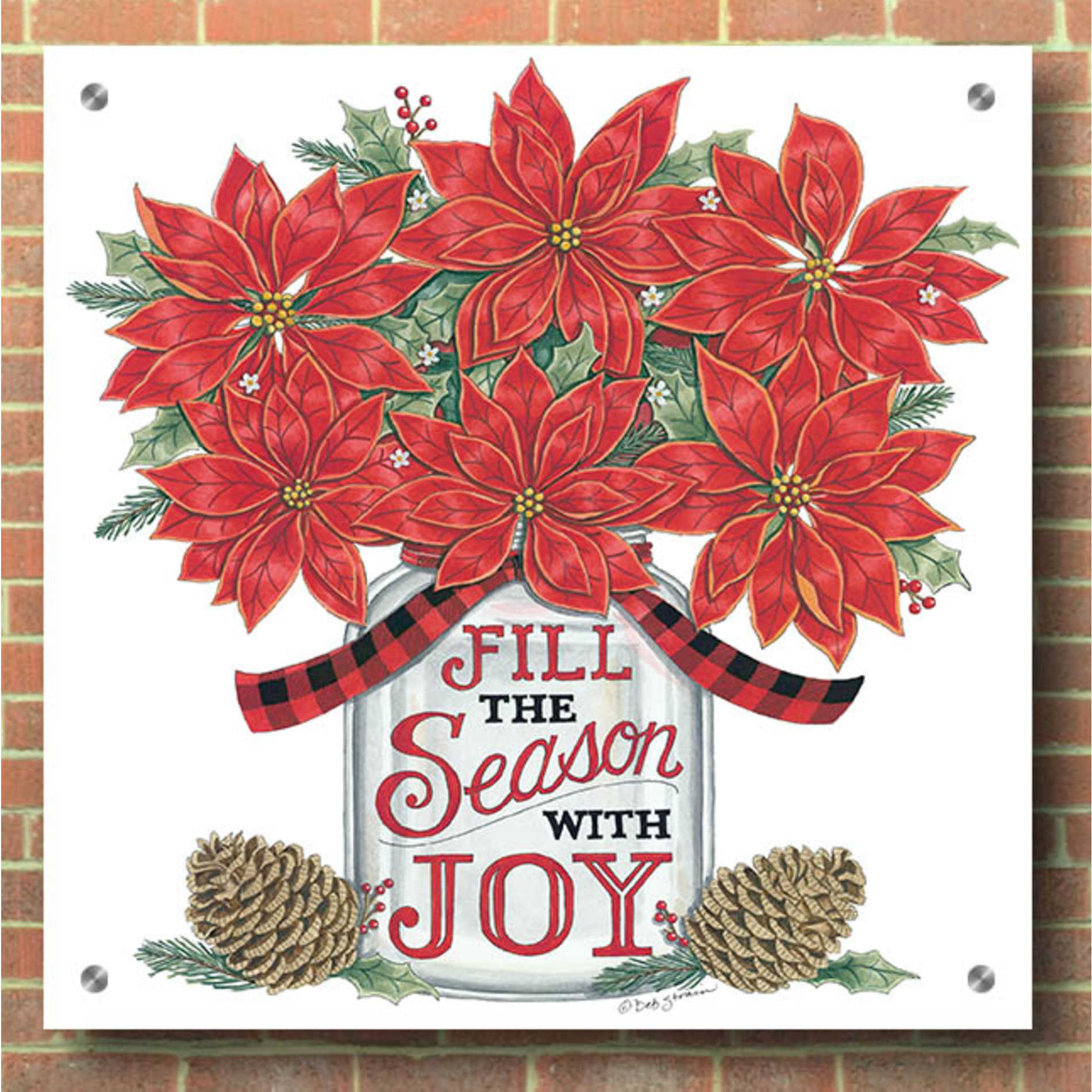 Epic Art 'Fill the Season Poinsettia Jar' by Deb Strain, Acrylic Glass Wall Art,36x36