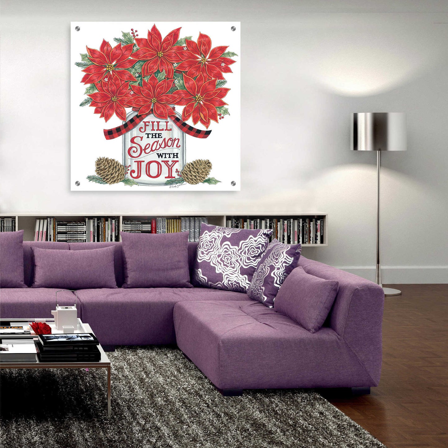 Epic Art 'Fill the Season Poinsettia Jar' by Deb Strain, Acrylic Glass Wall Art,36x36