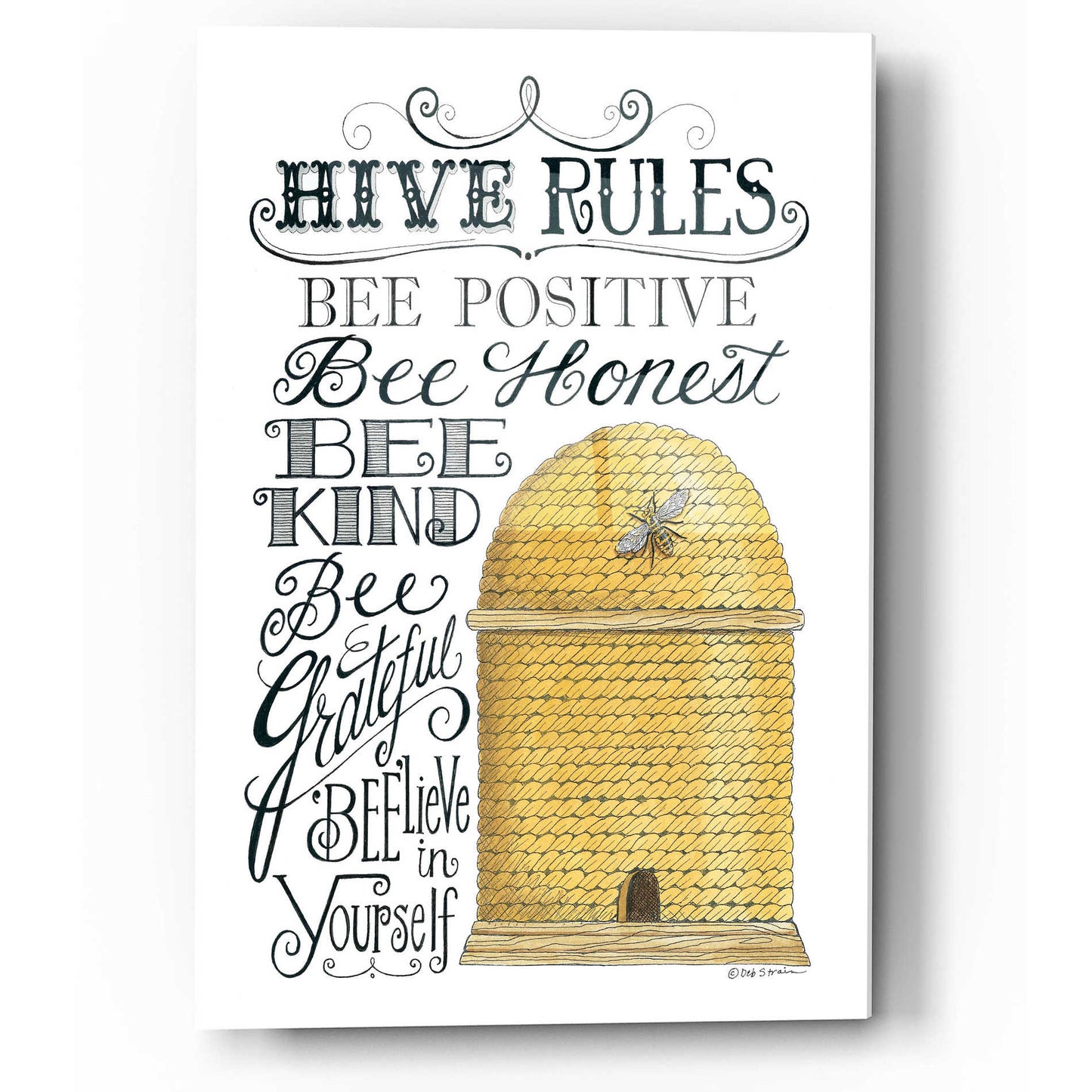 Epic Art 'Hive Rules' by Deb Strain, Acrylic Glass Wall Art,12x16