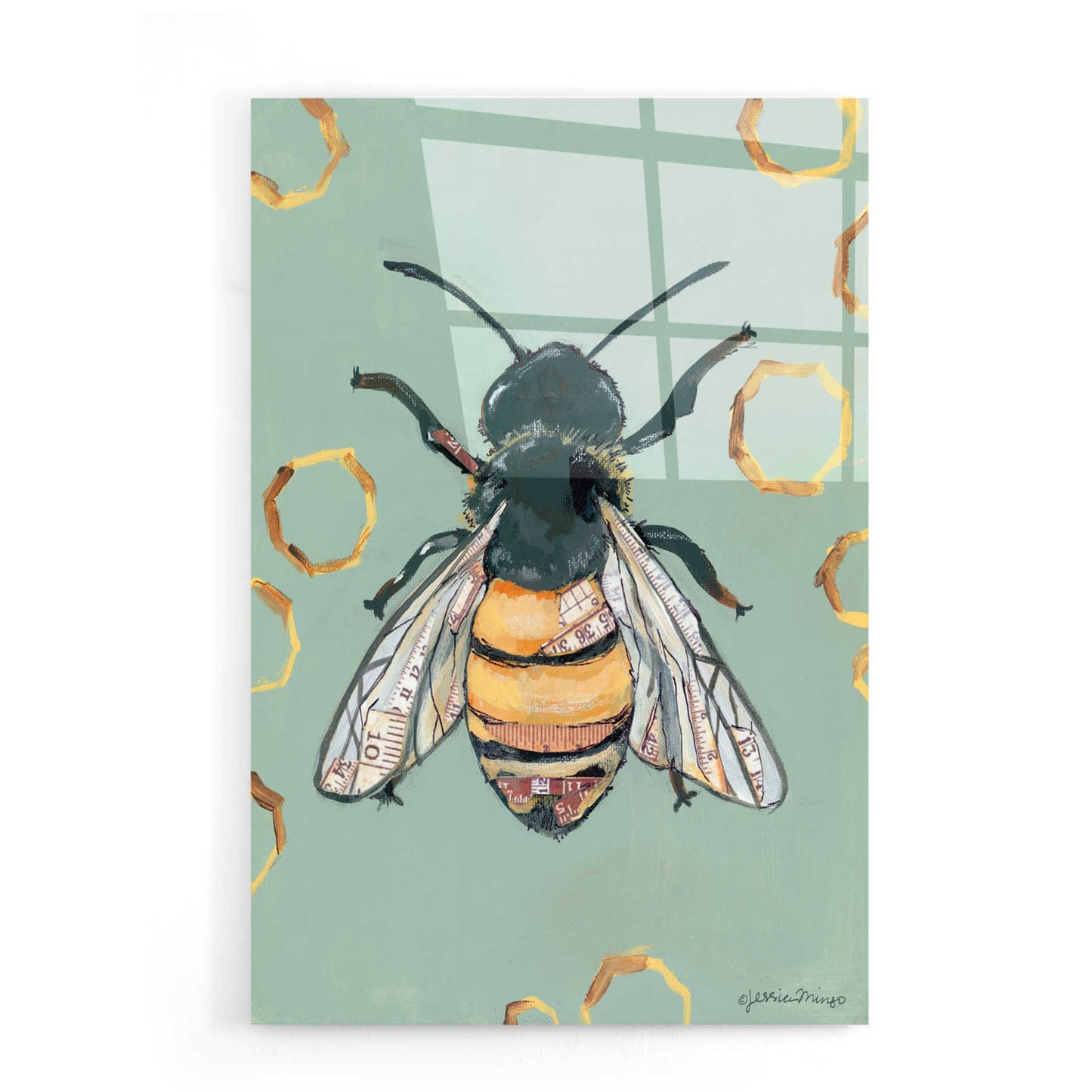 Epic Art 'Bee' by Jessica Mingo, Acrylic Glass Wall Art,16x24