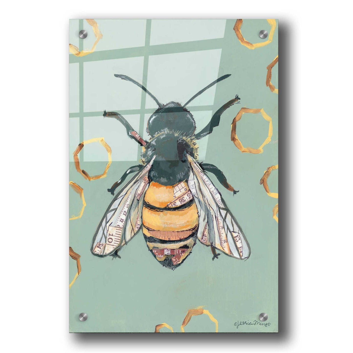 Epic Art 'Bee' by Jessica Mingo, Acrylic Glass Wall Art,24x36