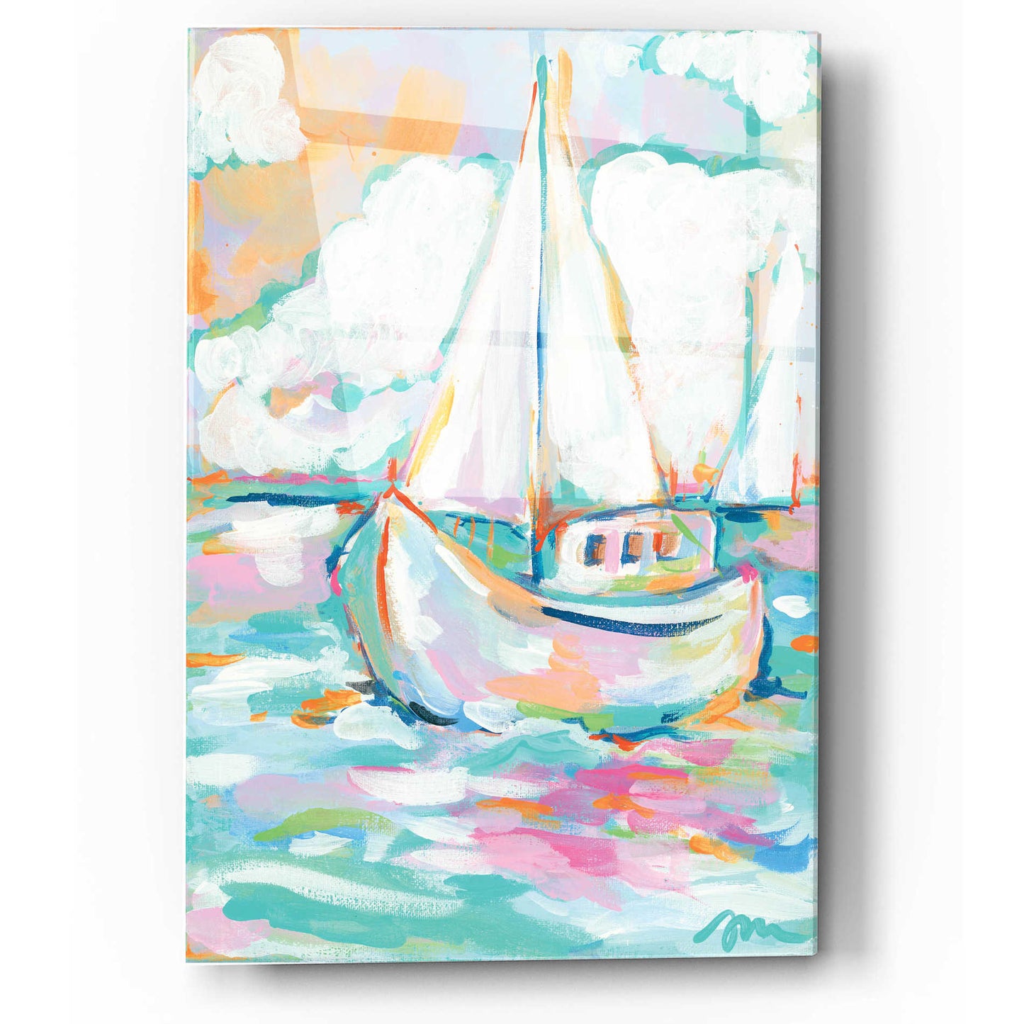 Epic Art 'Pink Sea' by Jessica Mingo, Acrylic Glass Wall Art,12x16