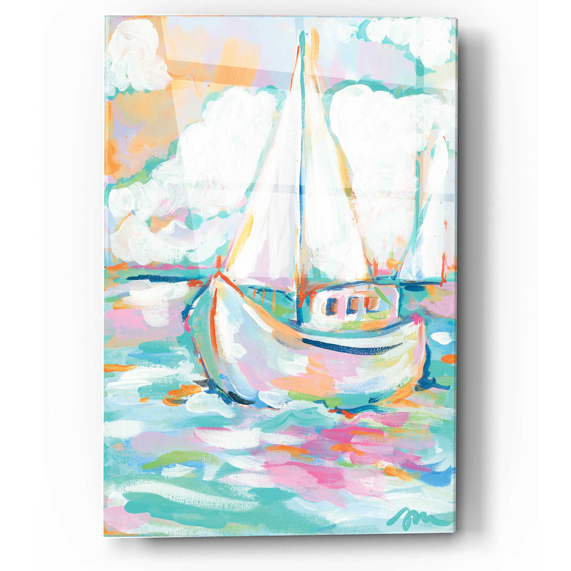 Epic Art 'Pink Sea' by Jessica Mingo, Acrylic Glass Wall Art,12x16