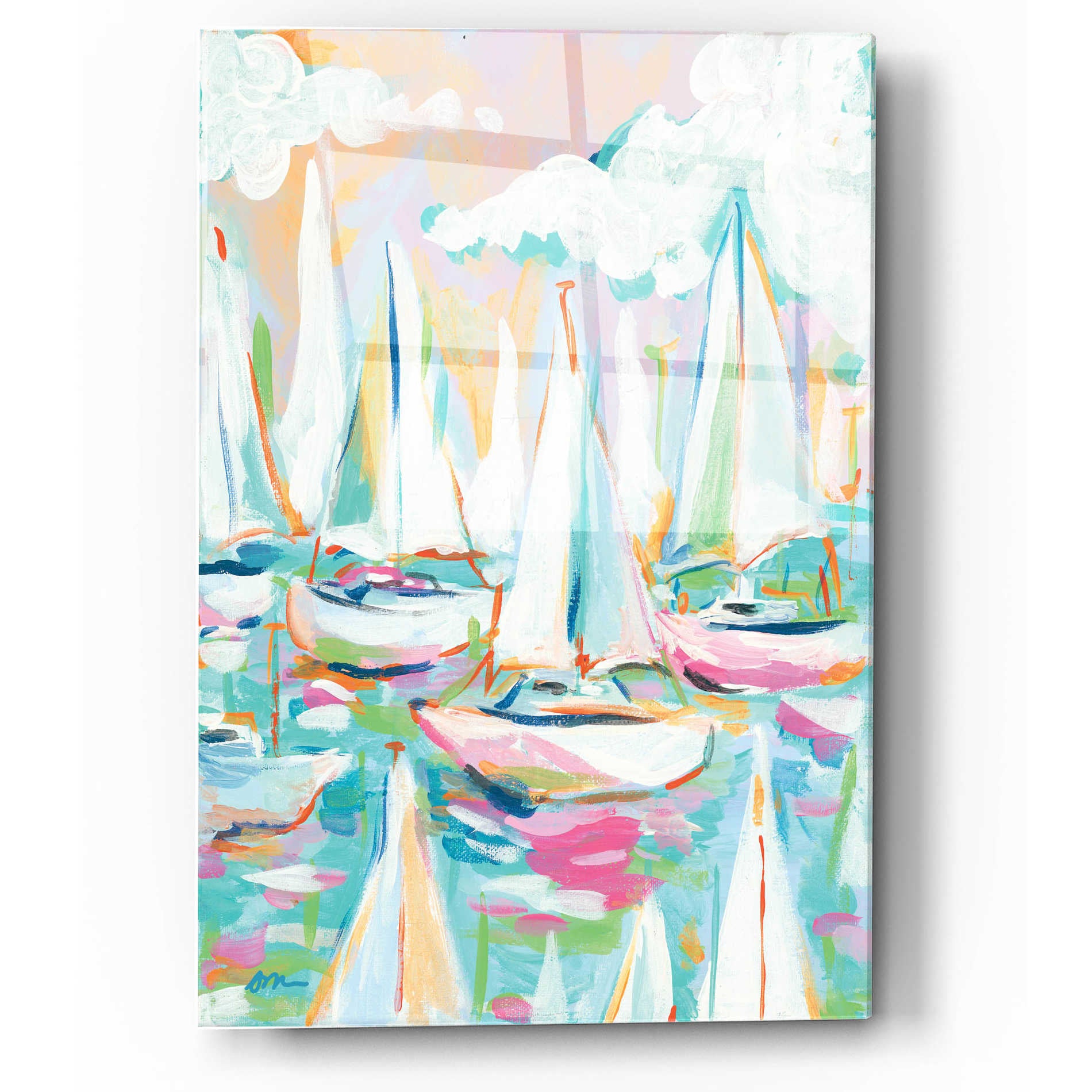 Epic Art 'Sailboat Sea' by Jessica Mingo, Acrylic Glass Wall Art,12x16