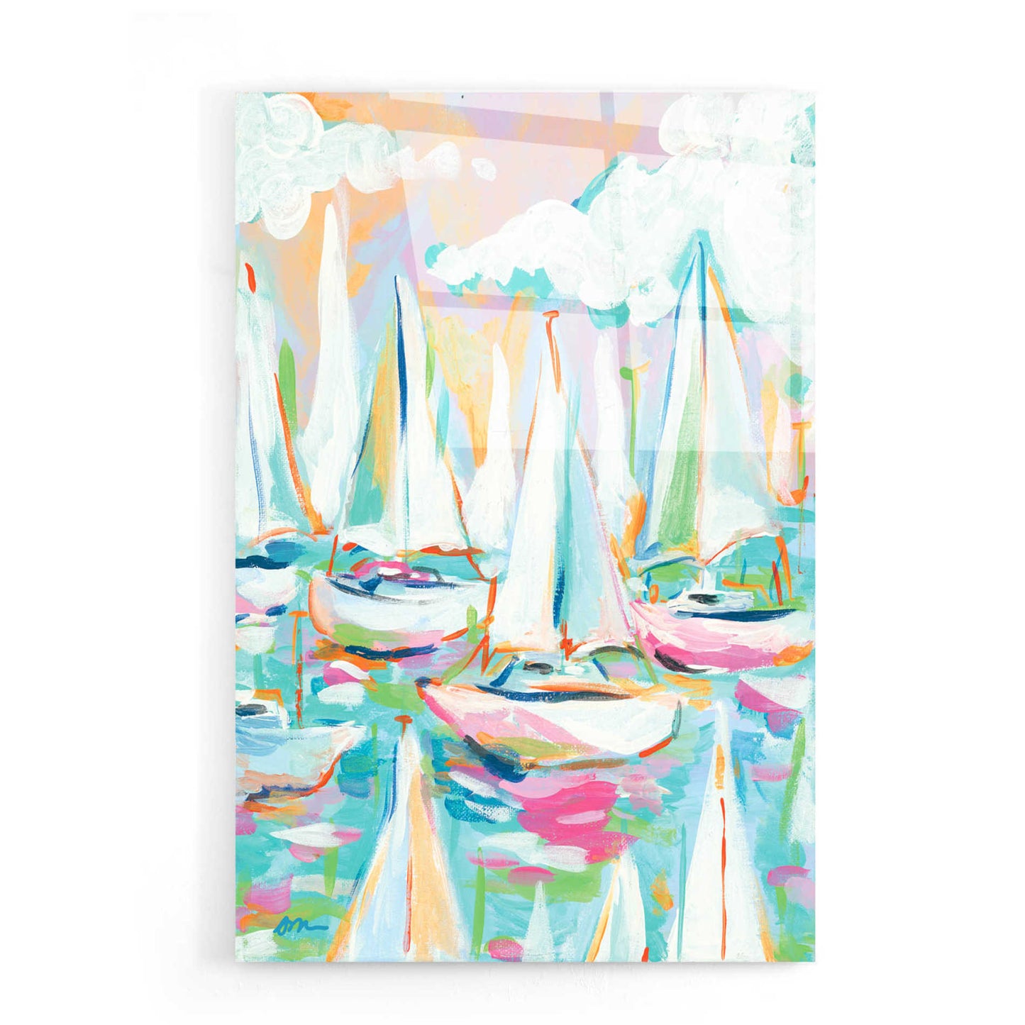 Epic Art 'Sailboat Sea' by Jessica Mingo, Acrylic Glass Wall Art,16x24