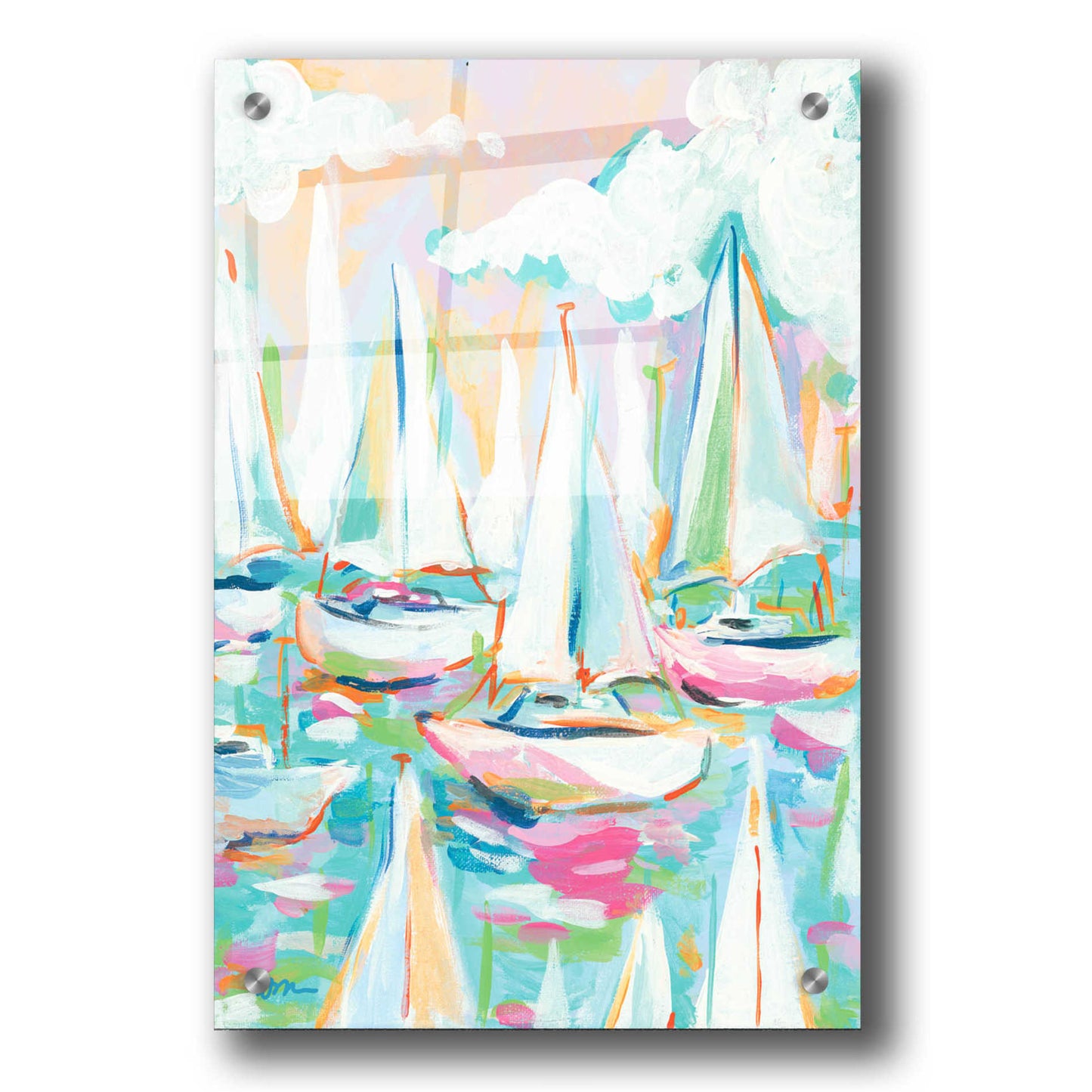 Epic Art 'Sailboat Sea' by Jessica Mingo, Acrylic Glass Wall Art,24x36