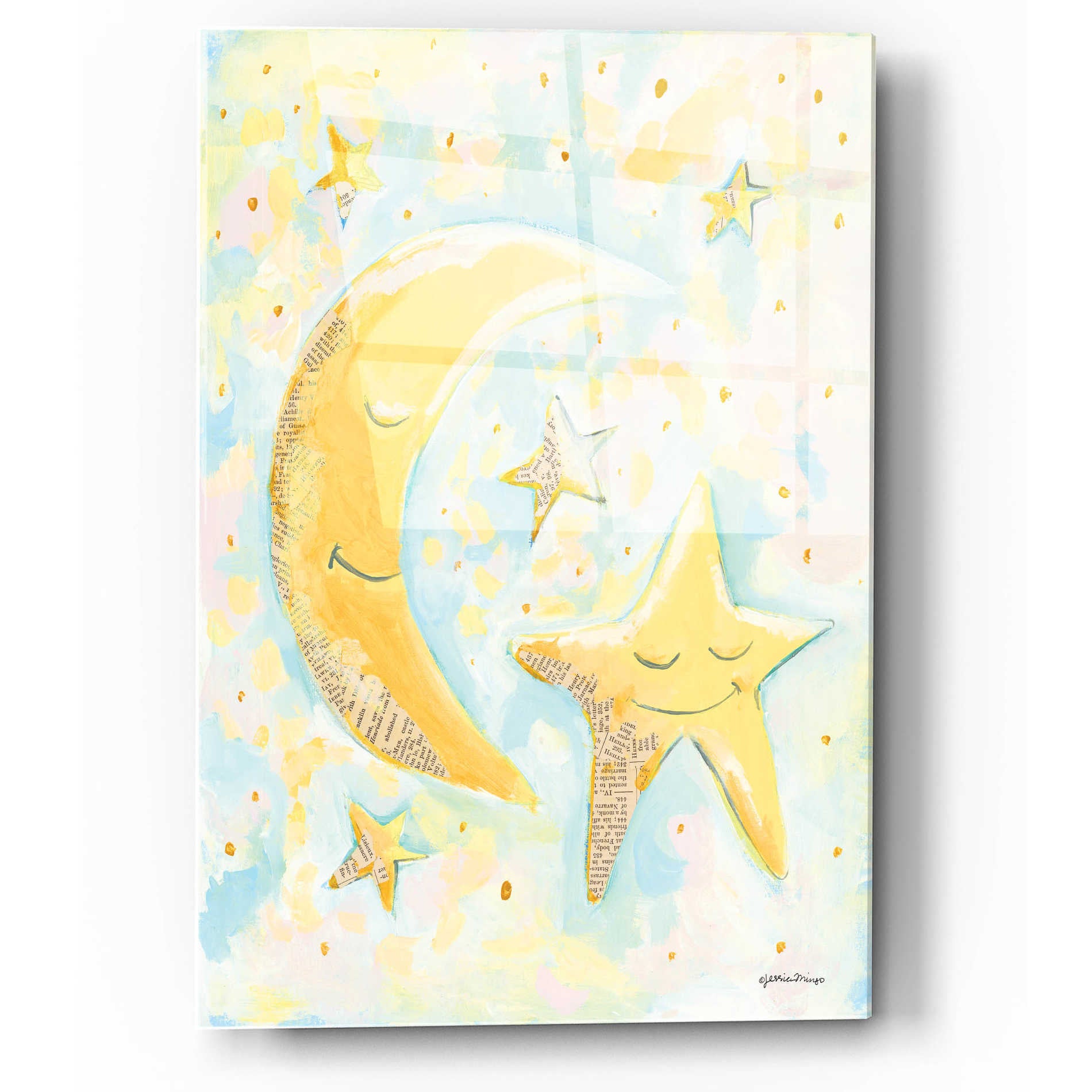 Epic Art 'Moon and Star Friends' by Jessica Mingo, Acrylic Glass Wall Art,12x16