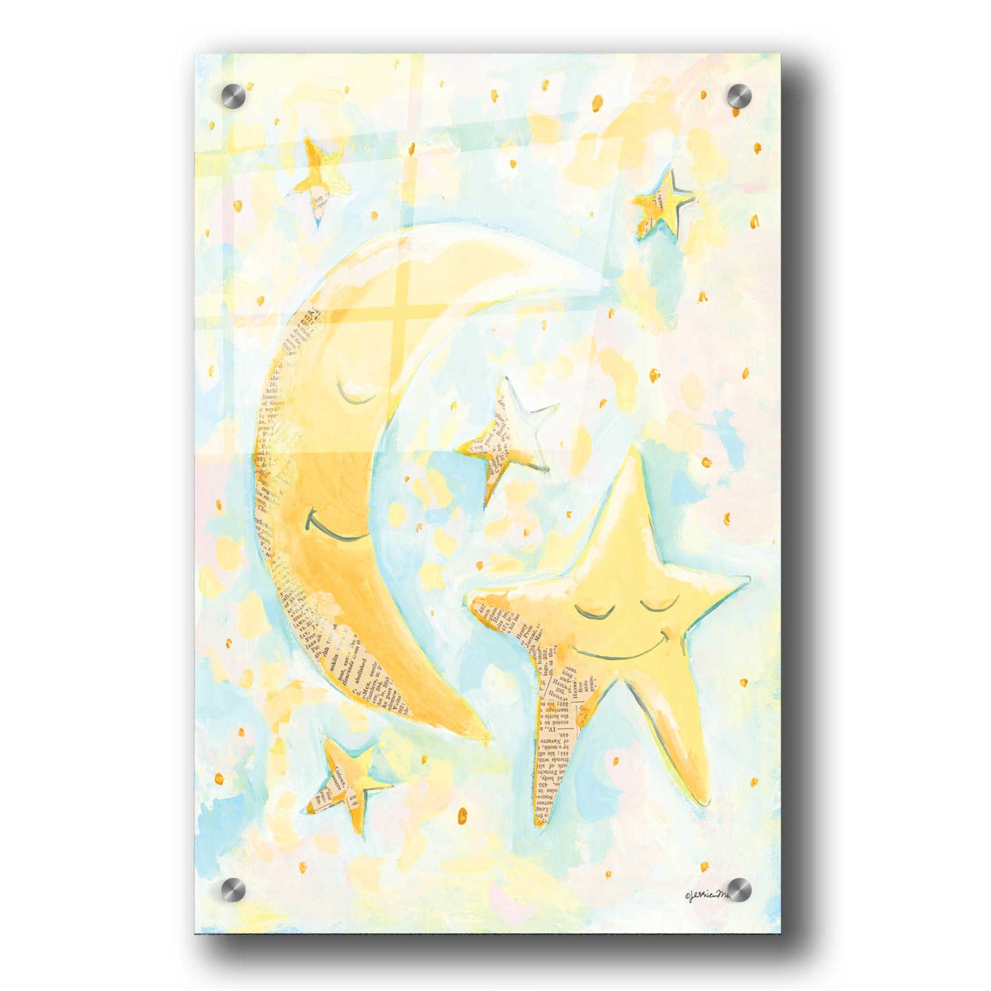 Epic Art 'Moon and Star Friends' by Jessica Mingo, Acrylic Glass Wall Art,24x36