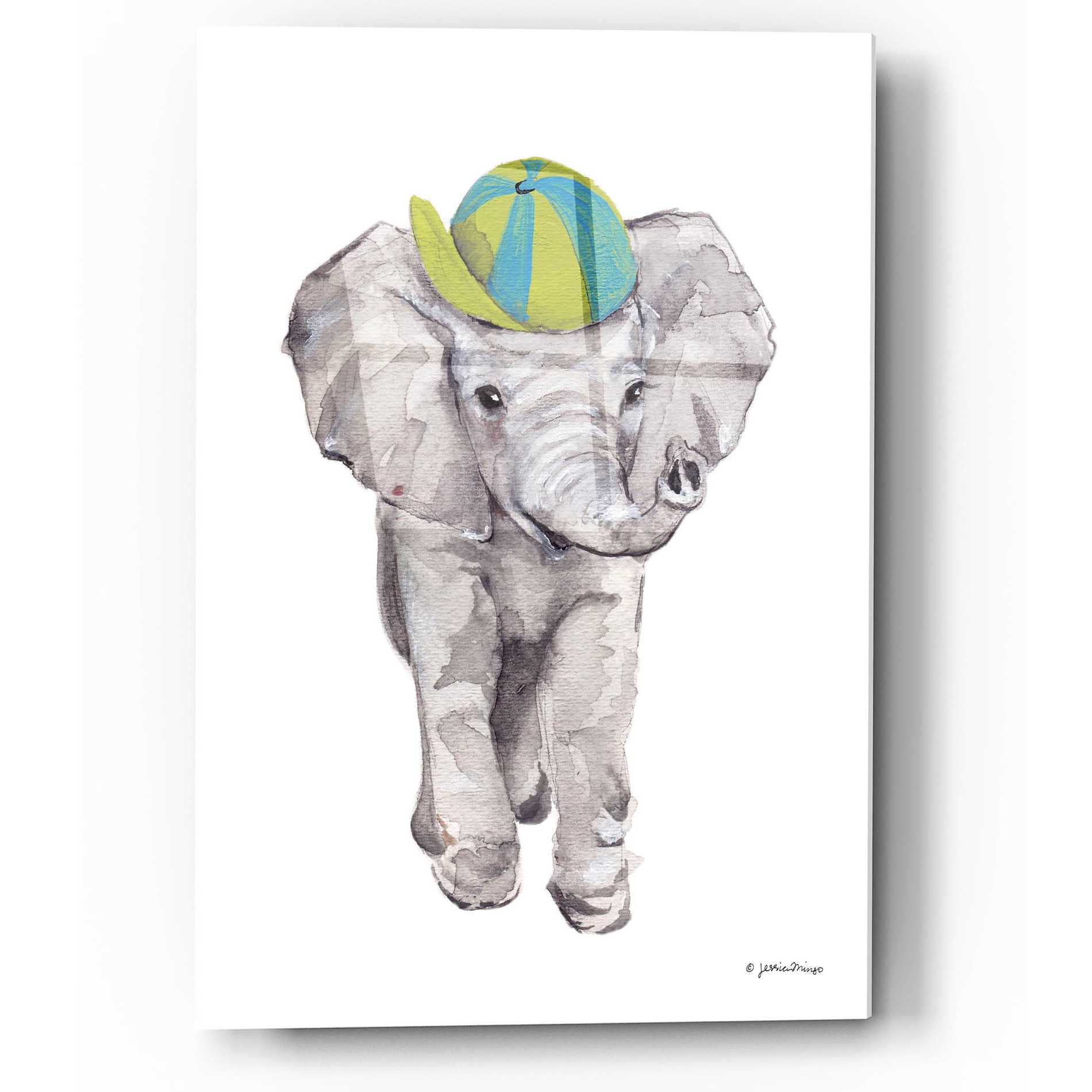 Epic Art 'Baby Elephant' by Jessica Mingo, Acrylic Glass Wall Art,12x16