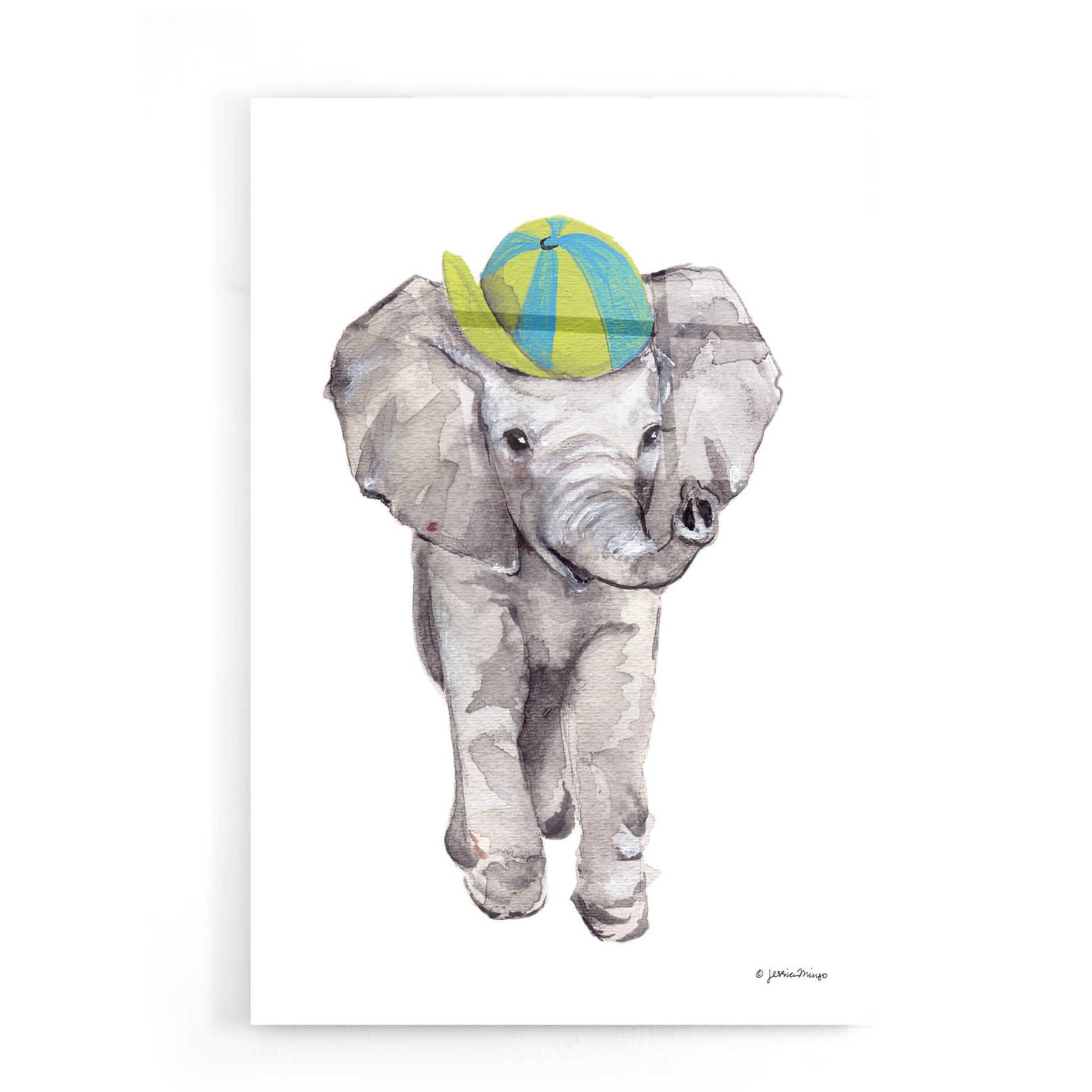 Epic Art 'Baby Elephant' by Jessica Mingo, Acrylic Glass Wall Art,16x24
