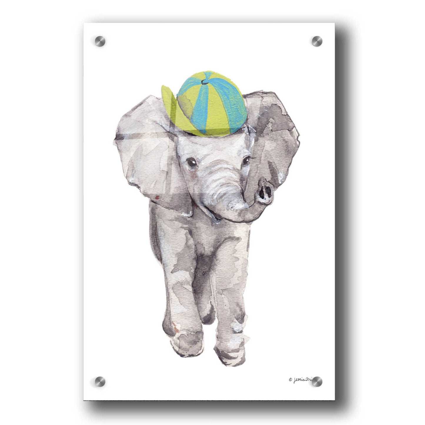 Epic Art 'Baby Elephant' by Jessica Mingo, Acrylic Glass Wall Art,24x36