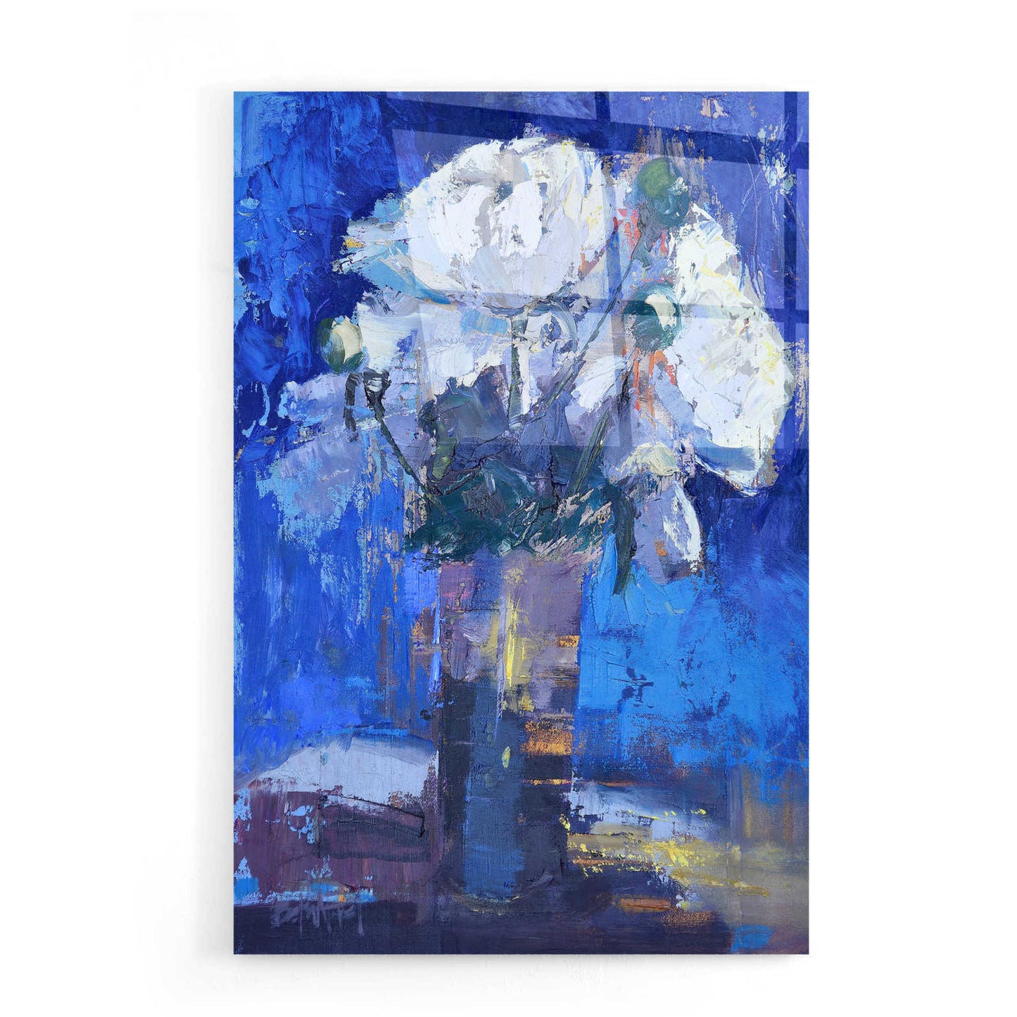 Epic Art 'White Peonies' by Beth Forst, Acrylic Glass Wall Art,16x24