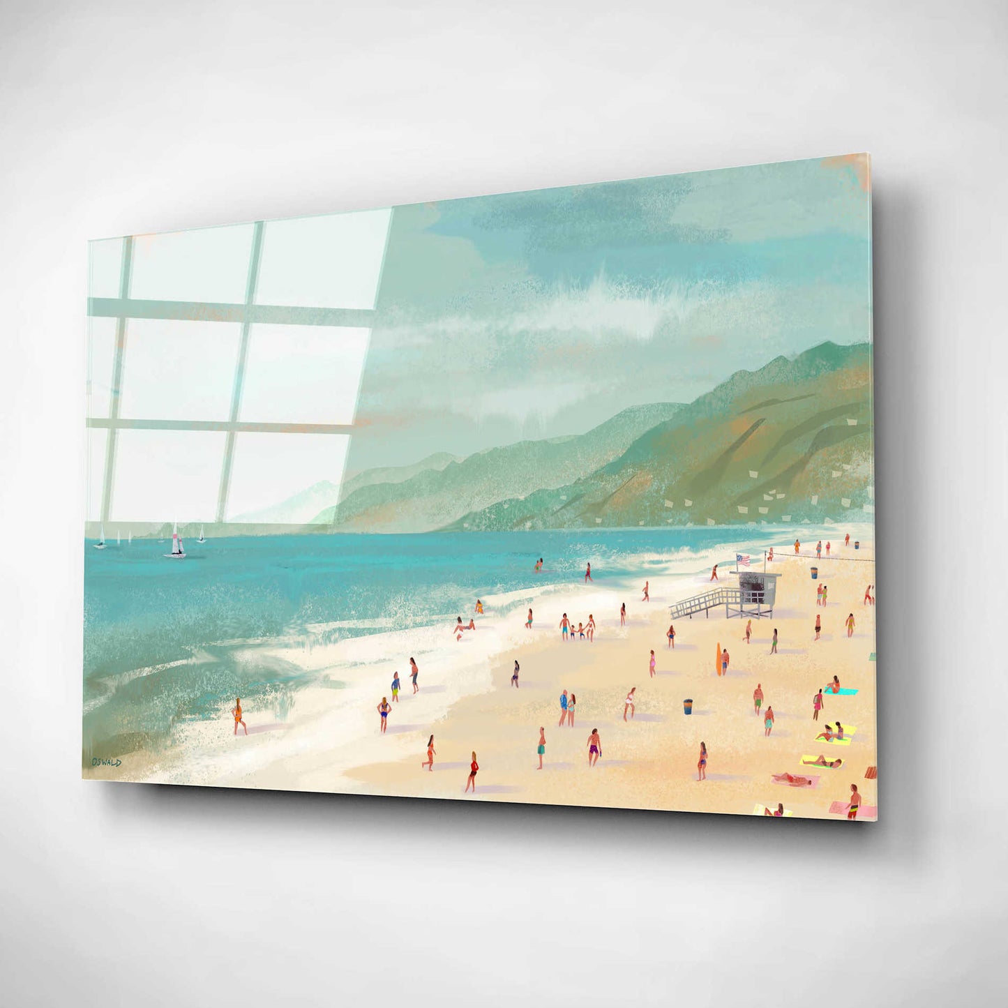 Epic Art 'Santa Monica Beach' by Pete Oswald, Acrylic Glass Wall Art,16x12
