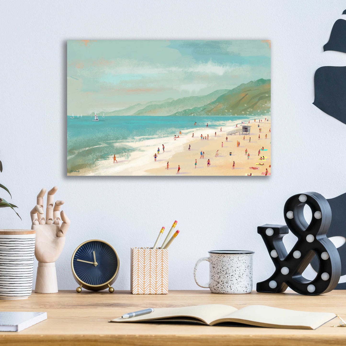 Epic Art 'Santa Monica Beach' by Pete Oswald, Acrylic Glass Wall Art,16x12