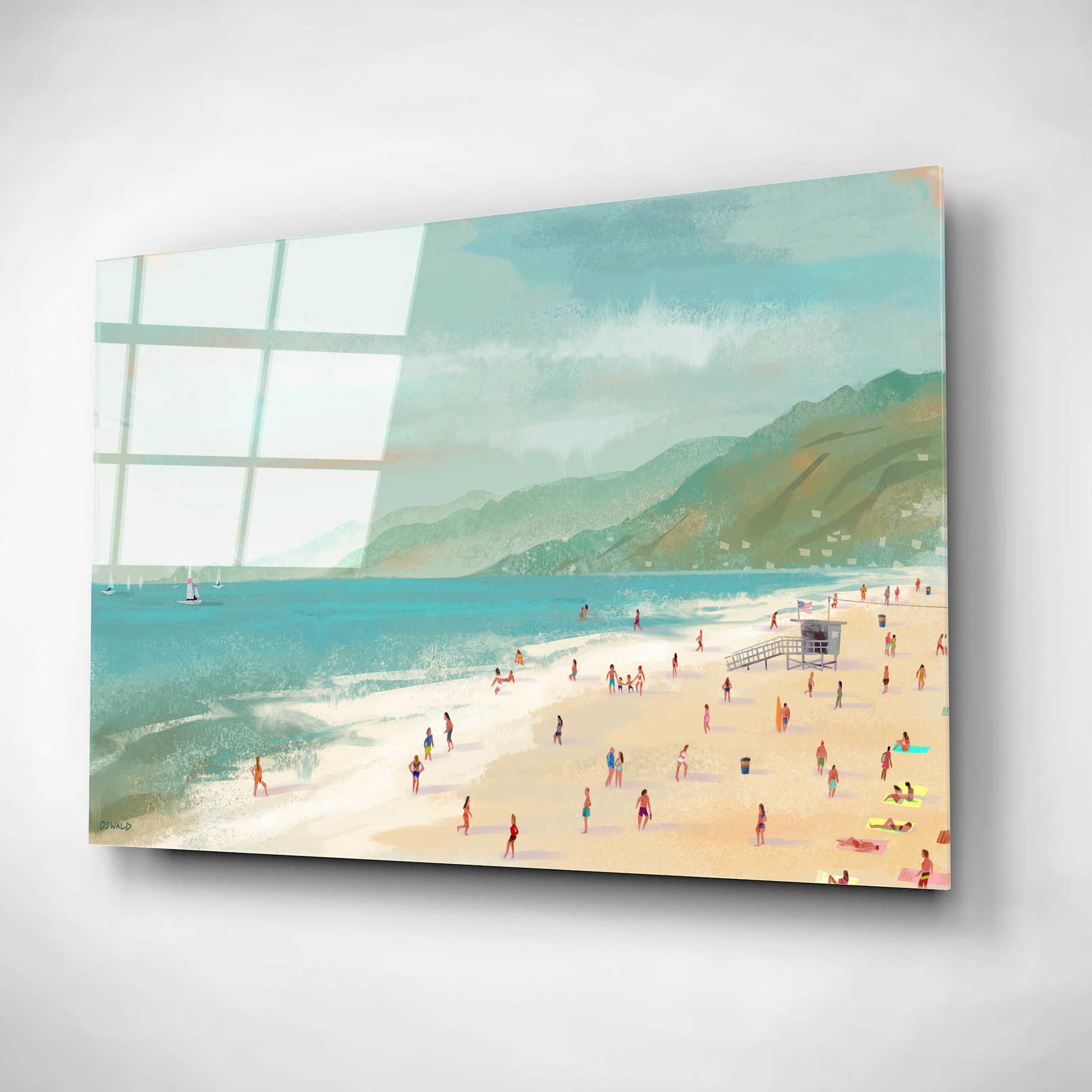 Epic Art 'Santa Monica Beach' by Pete Oswald, Acrylic Glass Wall Art,24x16