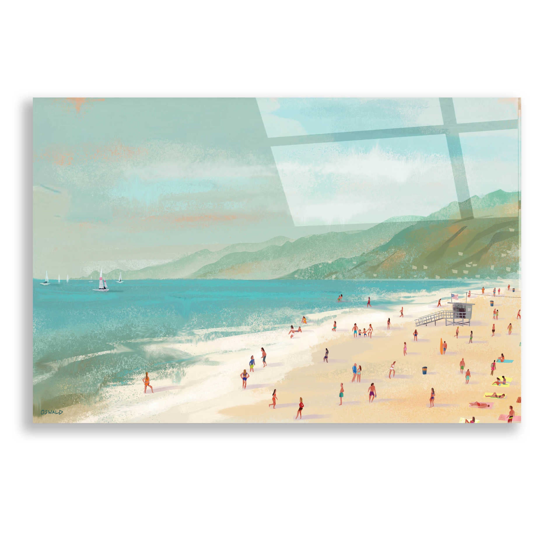 Epic Art 'Santa Monica Beach' by Pete Oswald, Acrylic Glass Wall Art,24x16