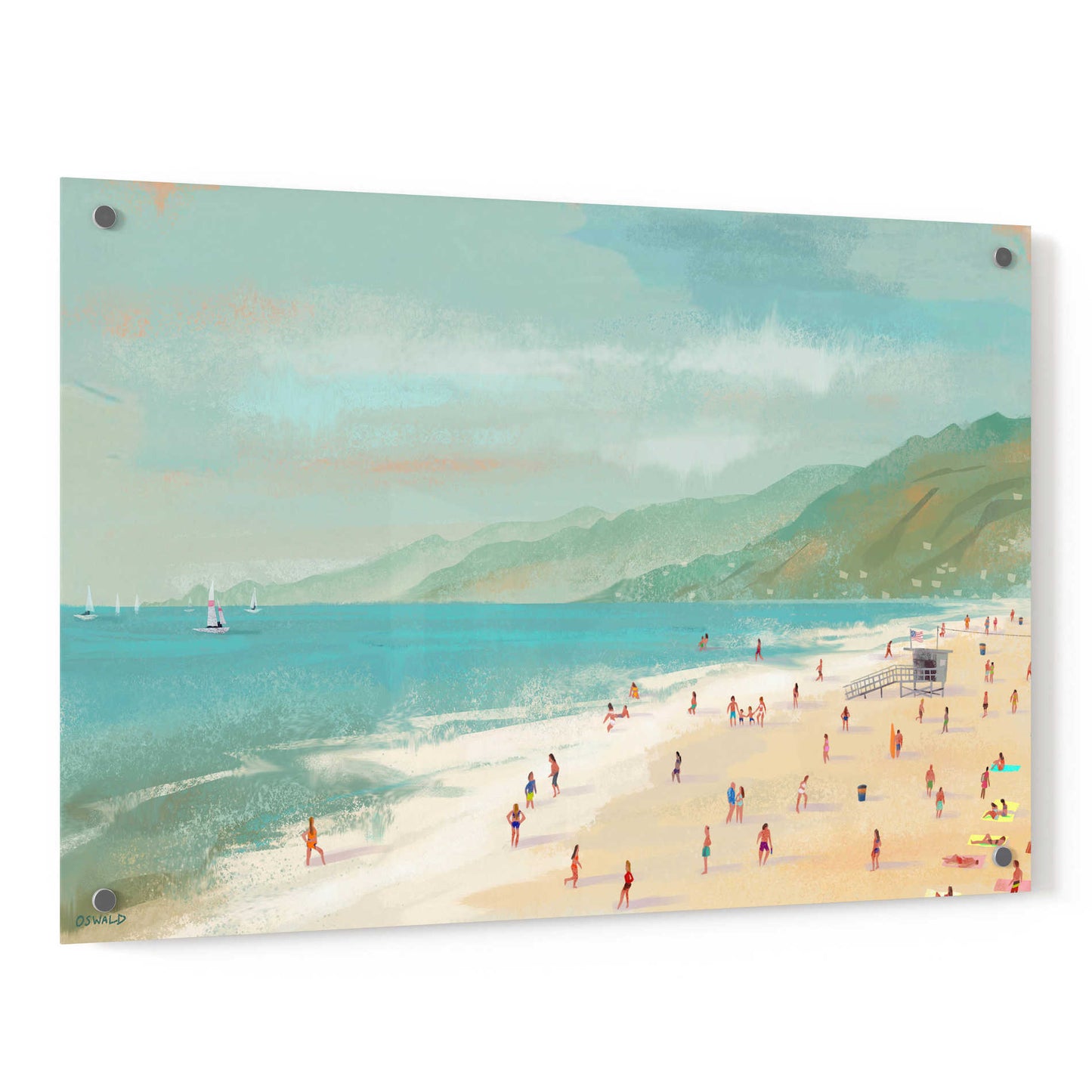Epic Art 'Santa Monica Beach' by Pete Oswald, Acrylic Glass Wall Art,36x24