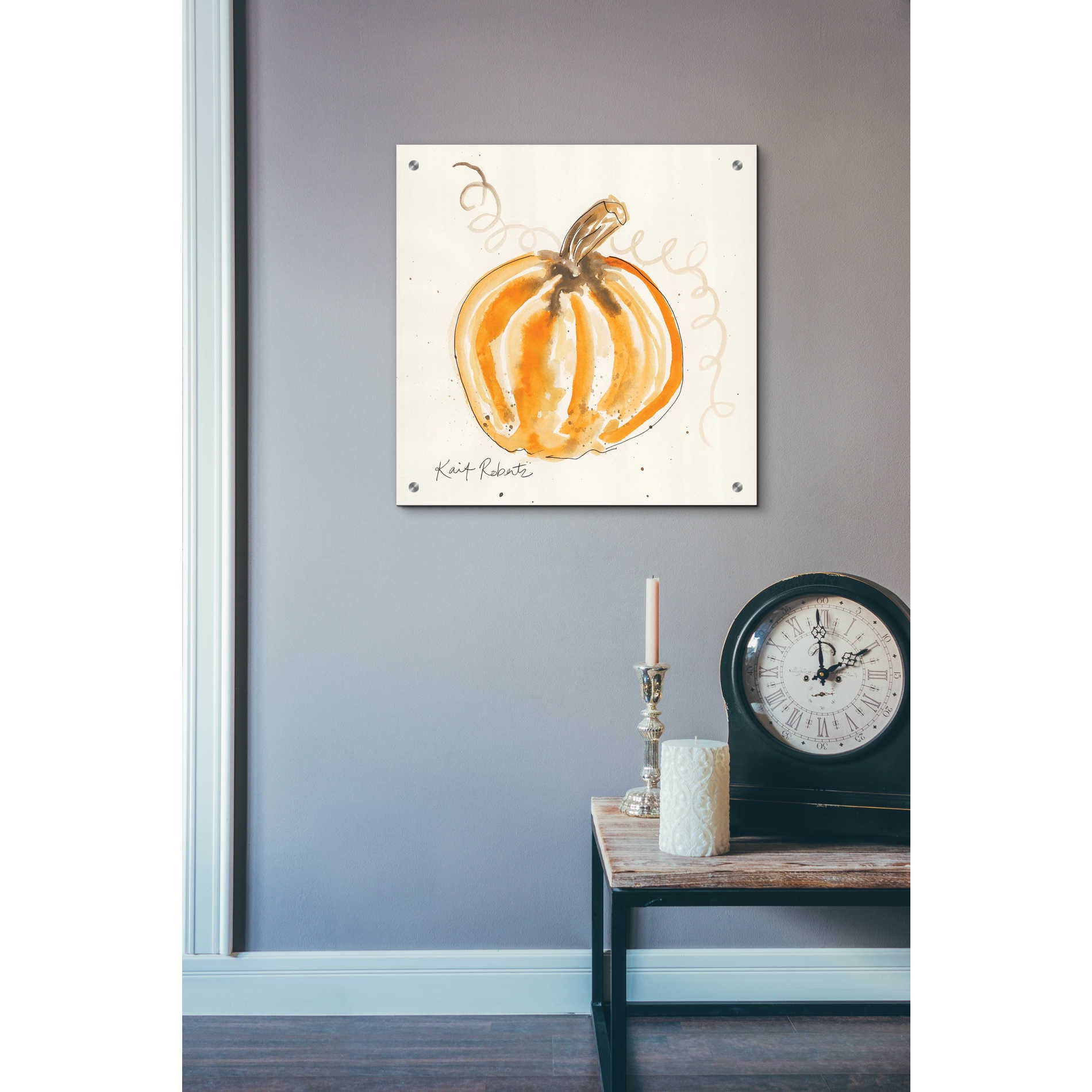 Epic Art 'P is for Pumpkin' by Kait Roberts, Acrylic Glass Wall Art,24x24