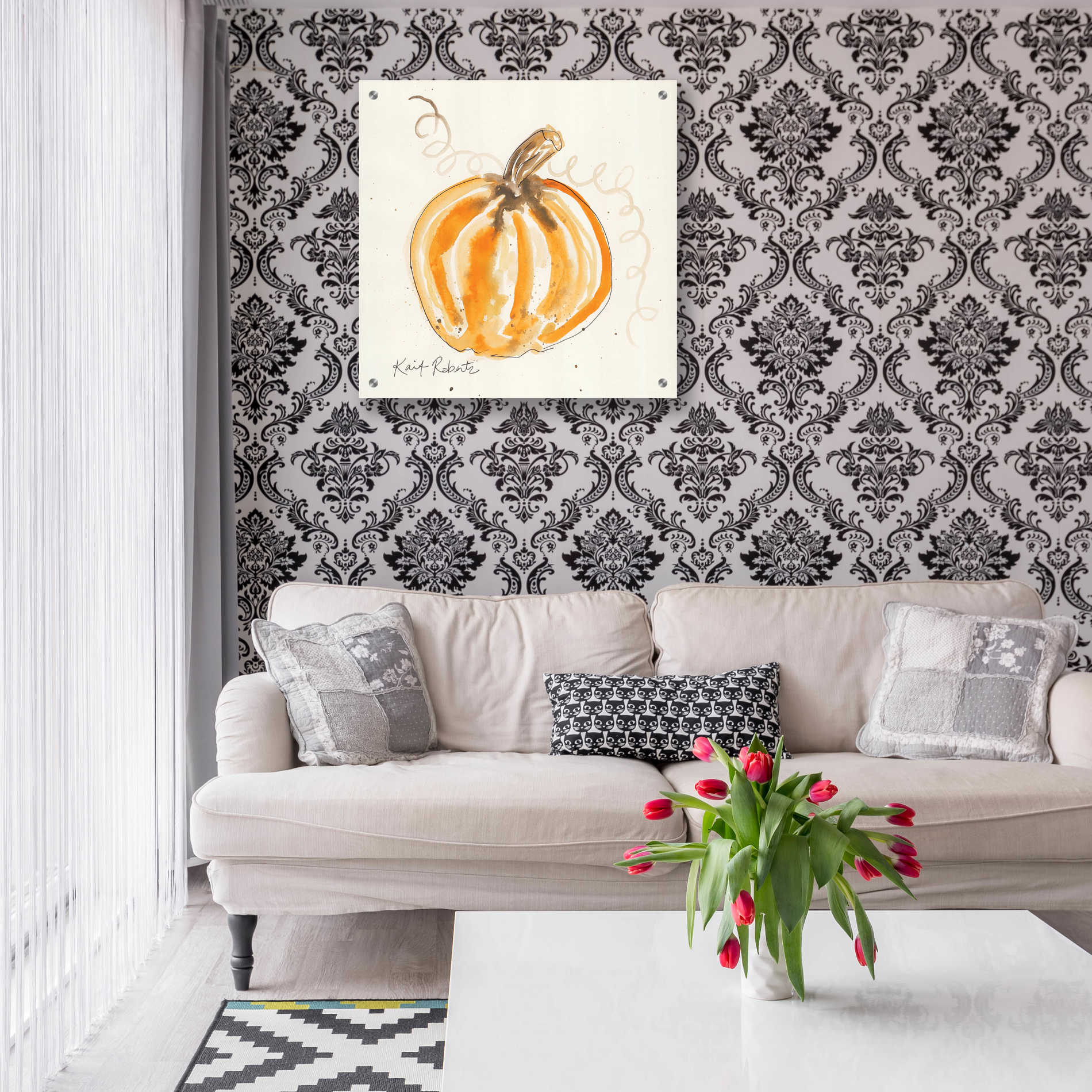 Epic Art 'P is for Pumpkin' by Kait Roberts, Acrylic Glass Wall Art,24x24