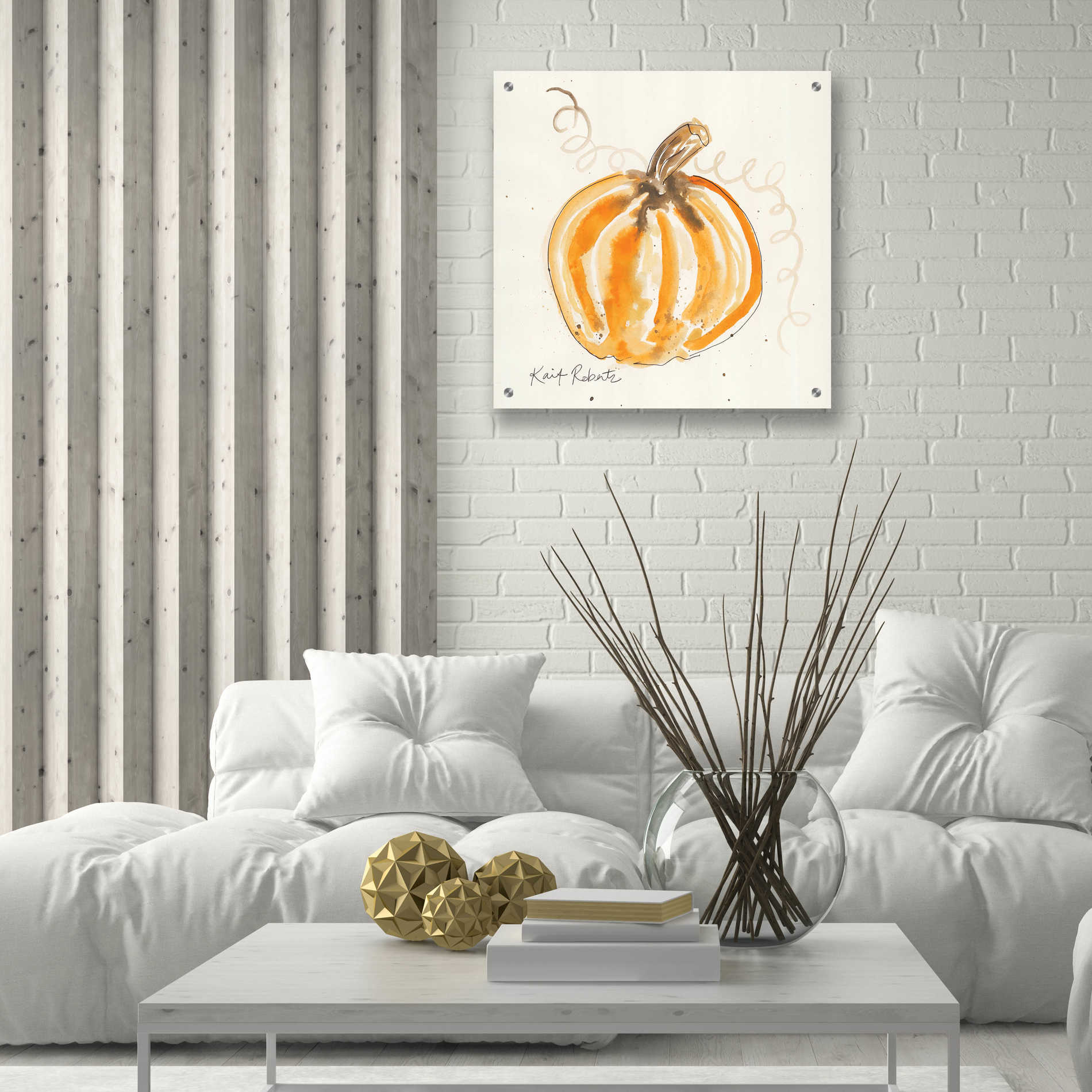 Epic Art 'P is for Pumpkin' by Kait Roberts, Acrylic Glass Wall Art,24x24