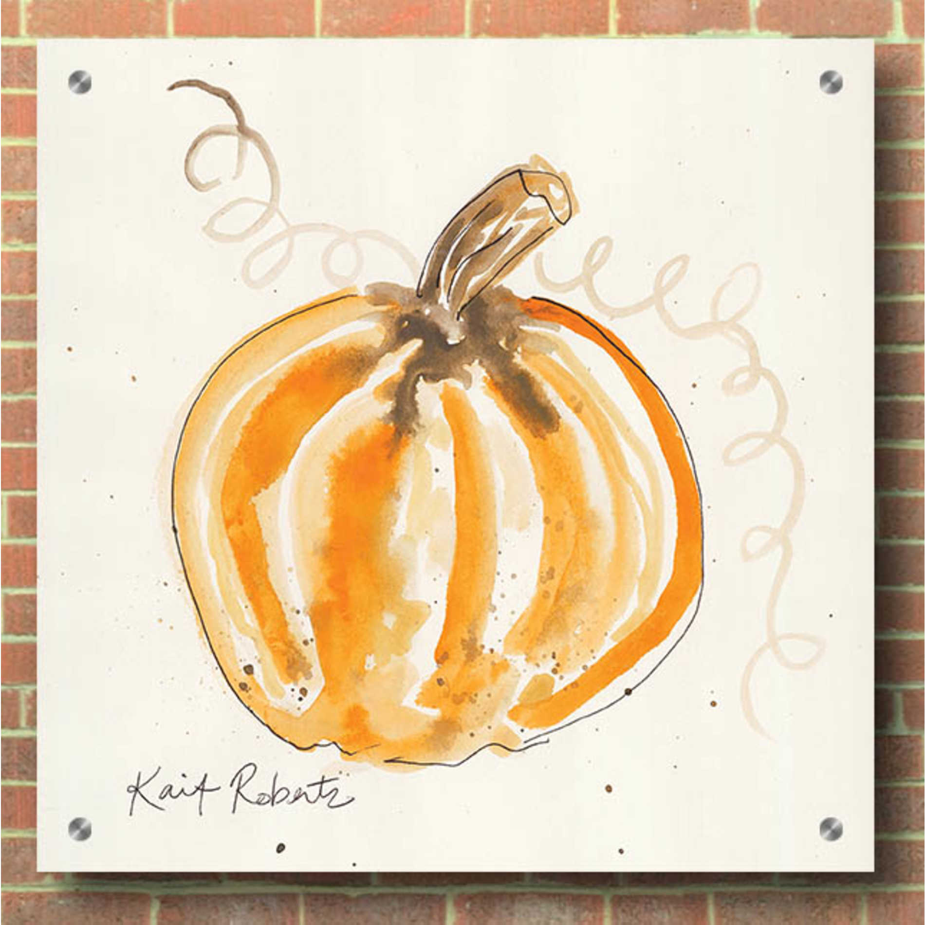 Epic Art 'P is for Pumpkin' by Kait Roberts, Acrylic Glass Wall Art,36x36