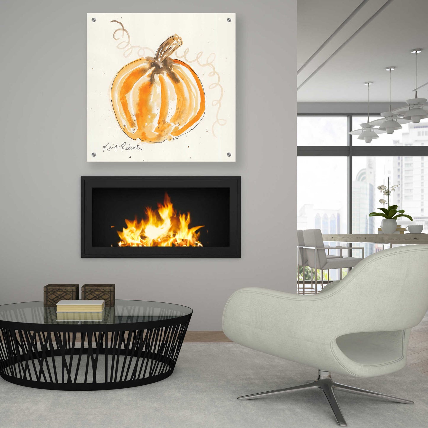 Epic Art 'P is for Pumpkin' by Kait Roberts, Acrylic Glass Wall Art,36x36