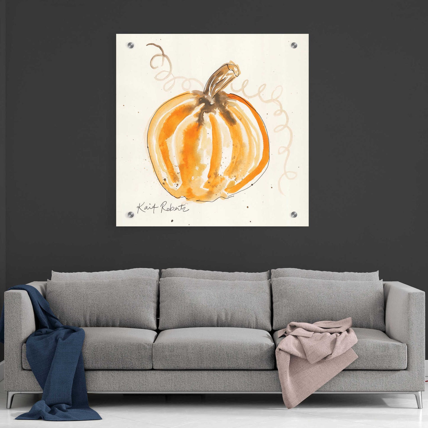 Epic Art 'P is for Pumpkin' by Kait Roberts, Acrylic Glass Wall Art,36x36