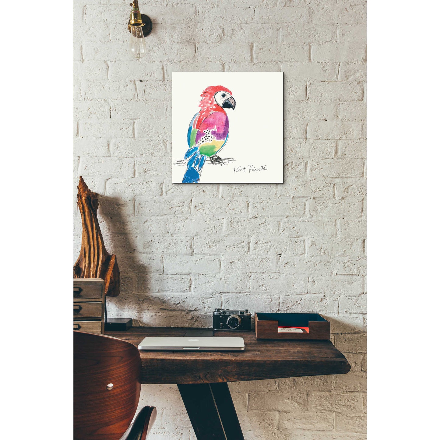 Epic Art 'Preston the Parrot' by Kait Roberts, Acrylic Glass Wall Art,12x12