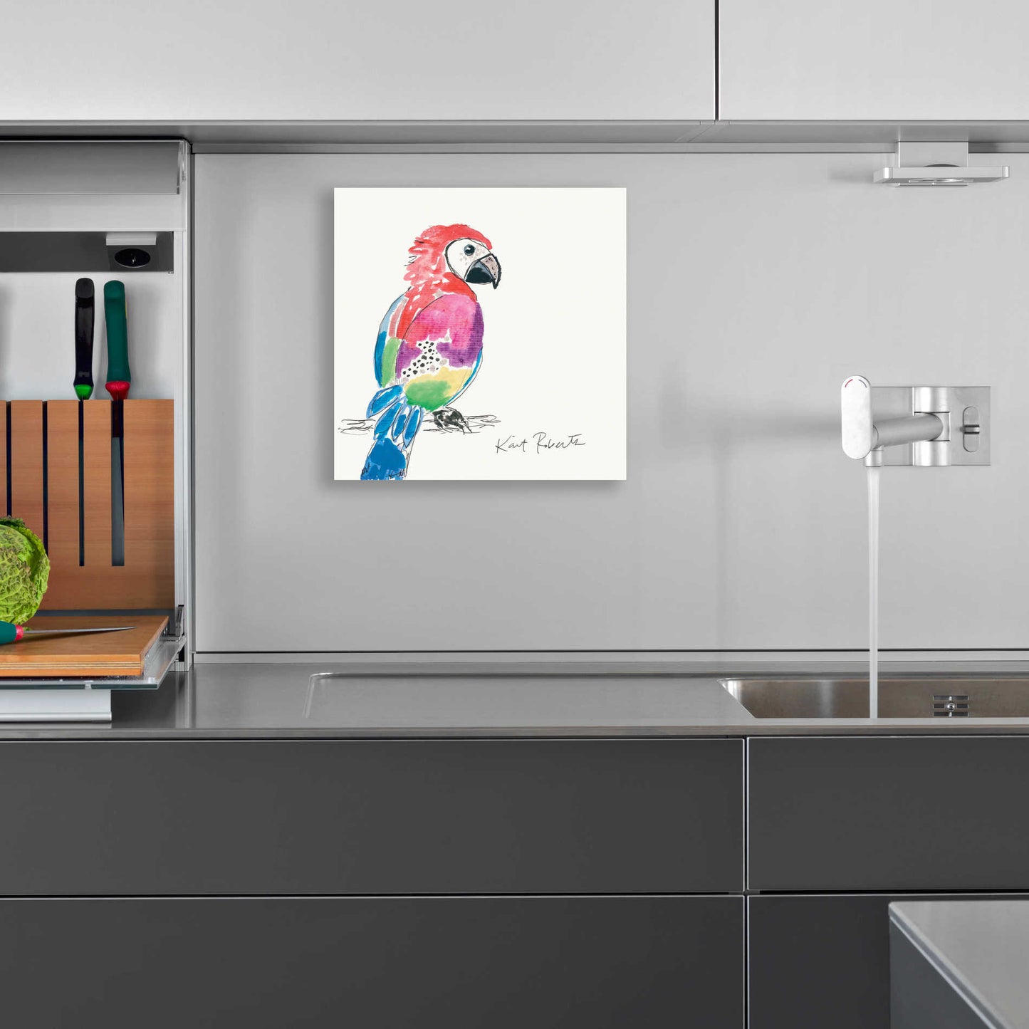 Epic Art 'Preston the Parrot' by Kait Roberts, Acrylic Glass Wall Art,12x12