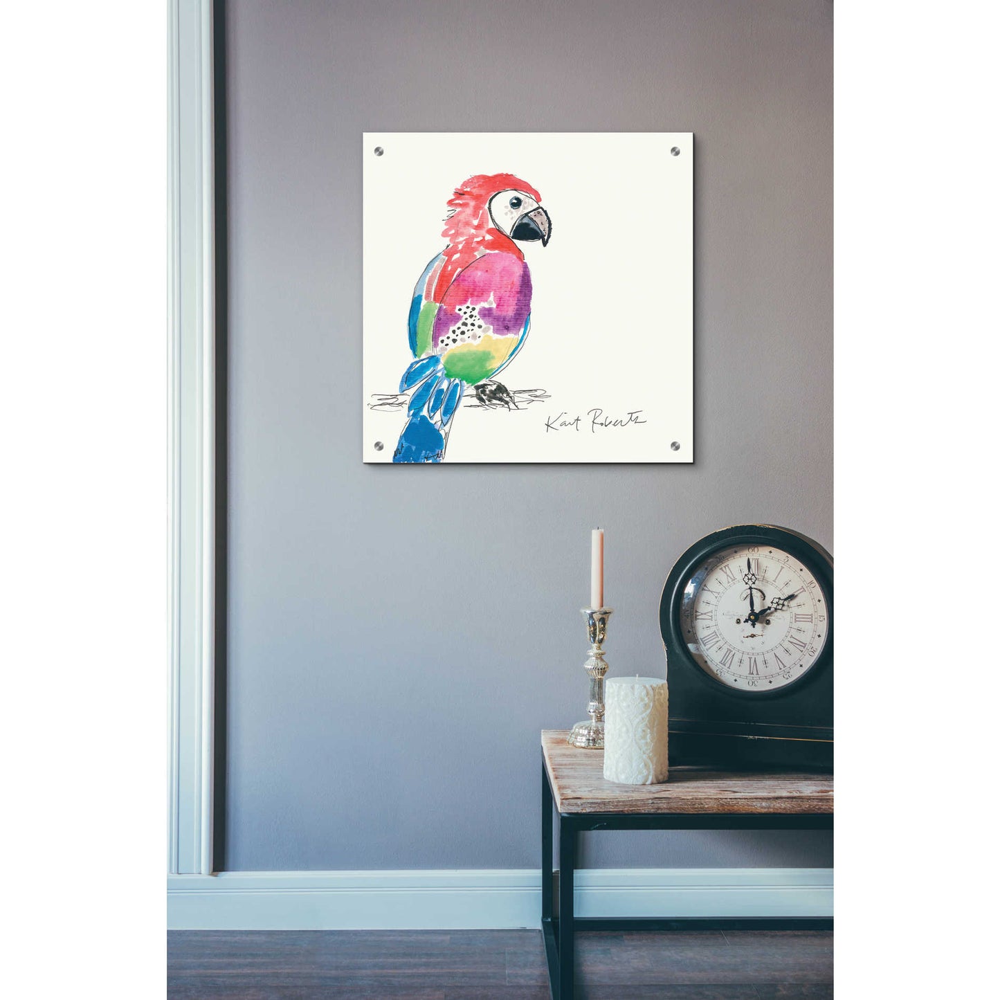 Epic Art 'Preston the Parrot' by Kait Roberts, Acrylic Glass Wall Art,24x24