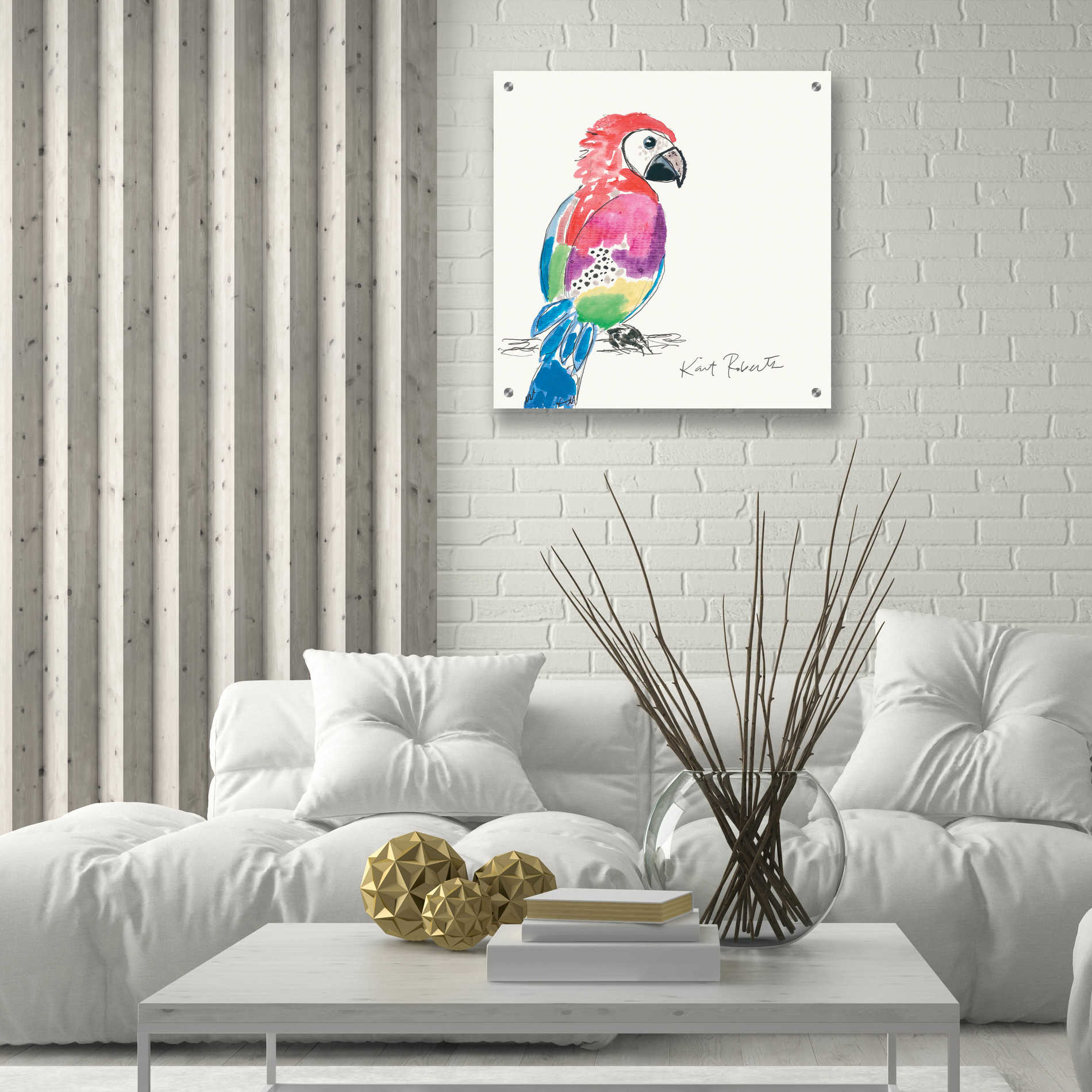 Epic Art 'Preston the Parrot' by Kait Roberts, Acrylic Glass Wall Art,24x24