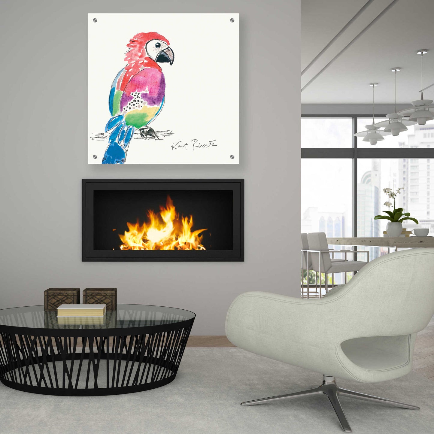 Epic Art 'Preston the Parrot' by Kait Roberts, Acrylic Glass Wall Art,36x36