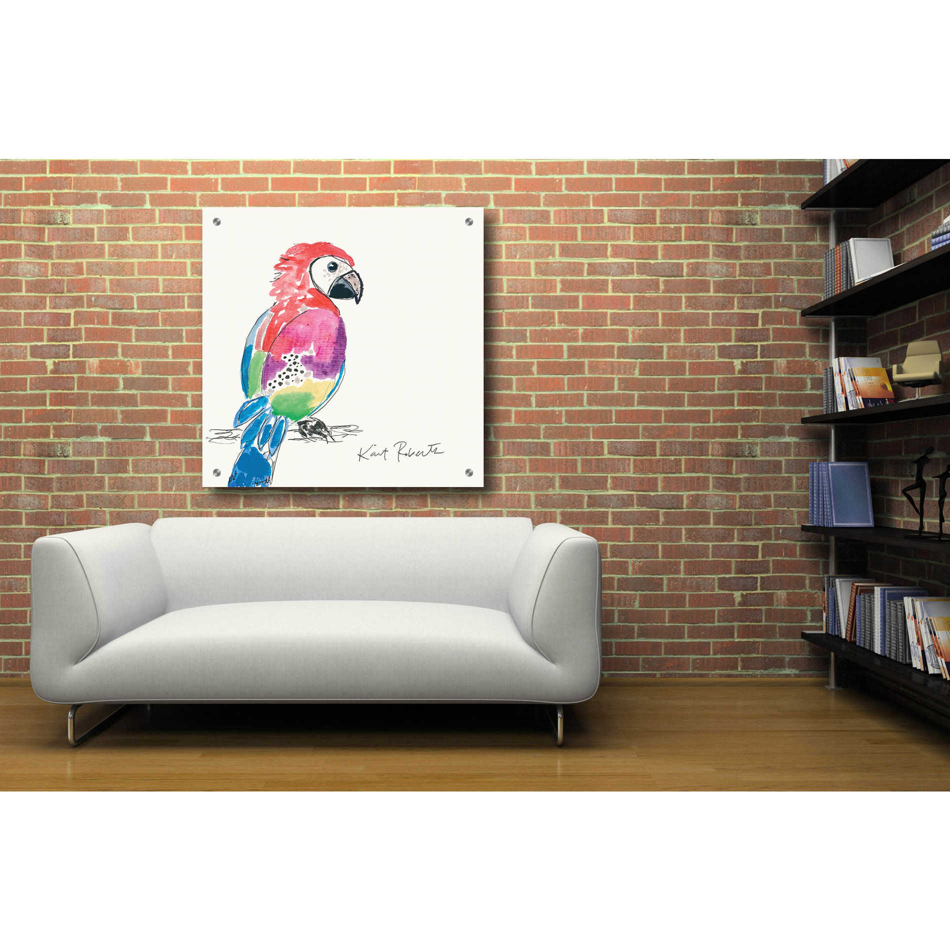 Epic Art 'Preston the Parrot' by Kait Roberts, Acrylic Glass Wall Art,36x36