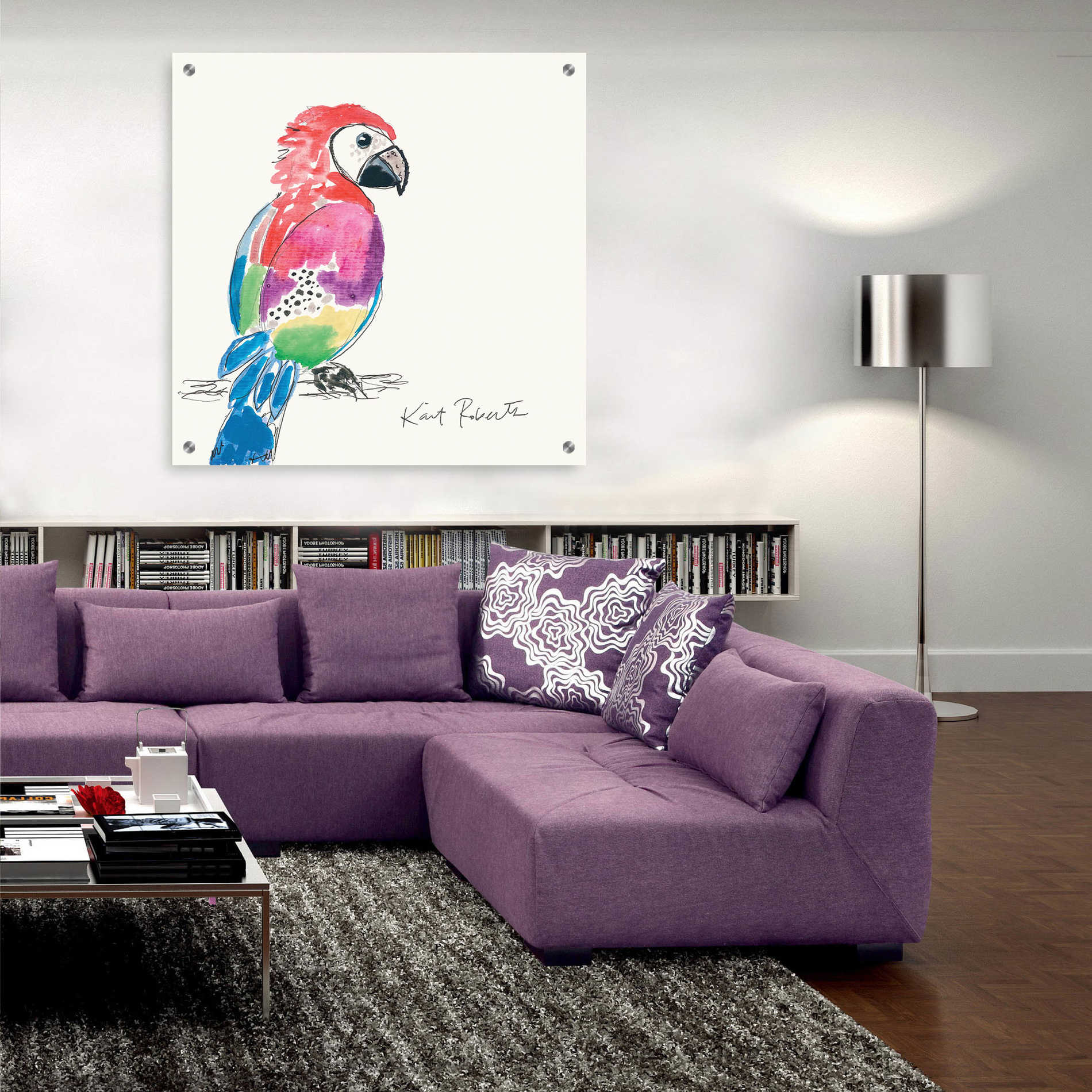 Epic Art 'Preston the Parrot' by Kait Roberts, Acrylic Glass Wall Art,36x36