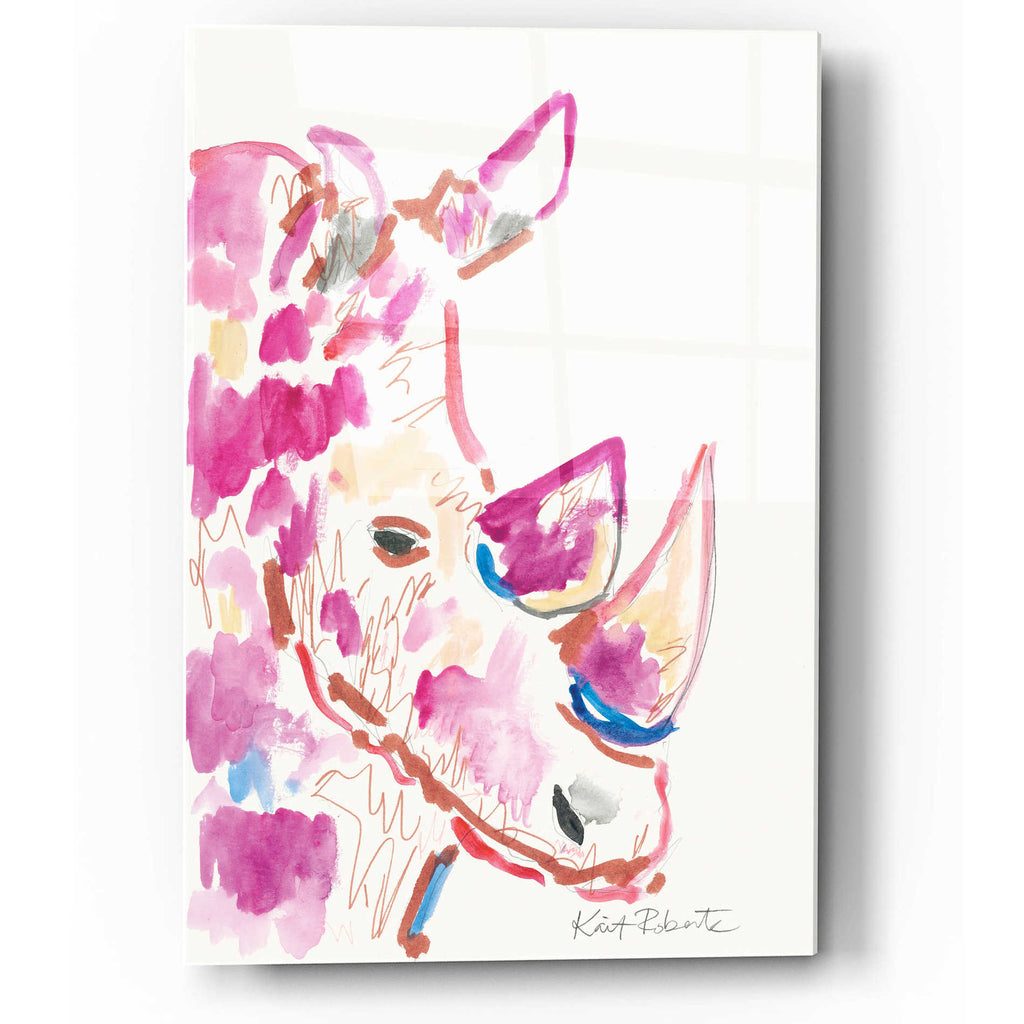 Epic Art 'Rainbow the Rhino' by Kait Roberts, Acrylic Glass Wall Art