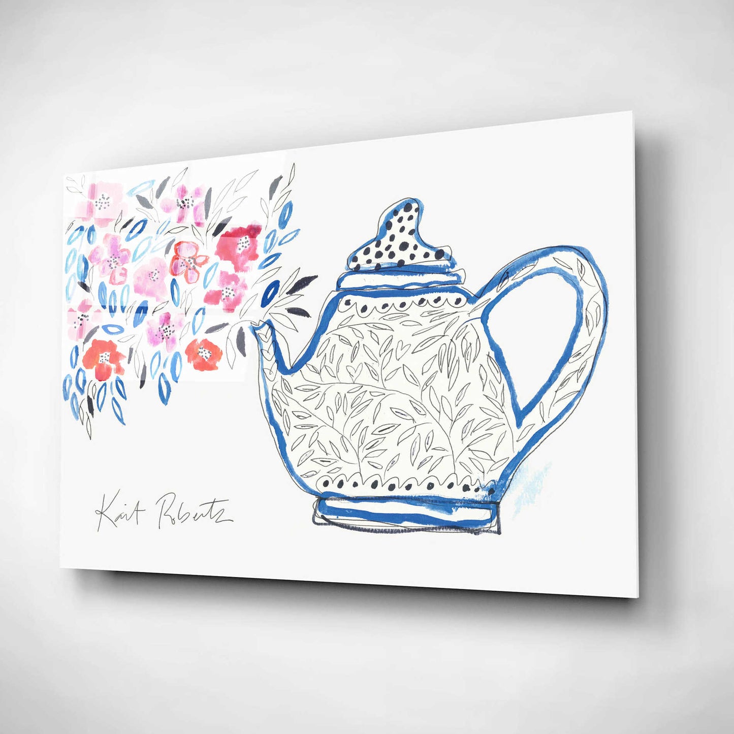 Epic Art 'Granny's Tea Pot' by Kait Roberts, Acrylic Glass Wall Art,16x12