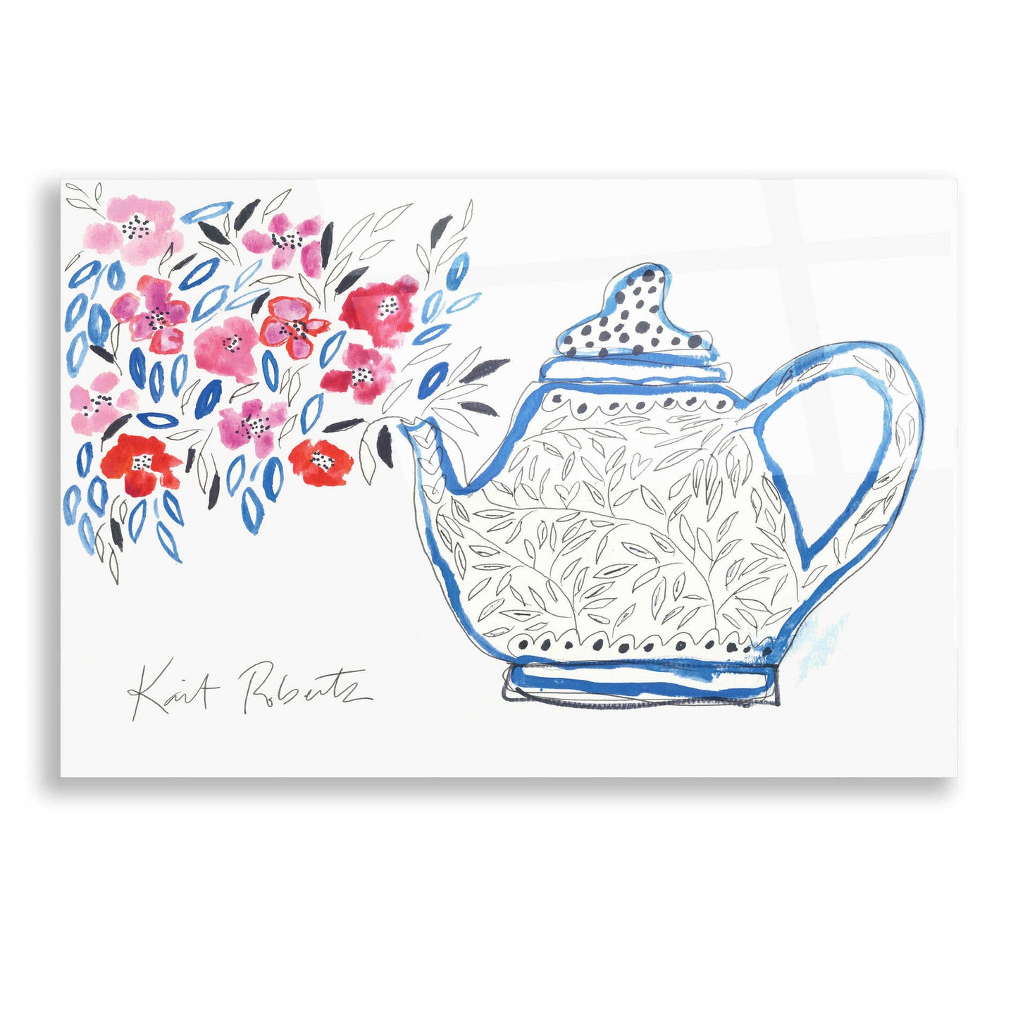 Epic Art 'Granny's Tea Pot' by Kait Roberts, Acrylic Glass Wall Art,16x12