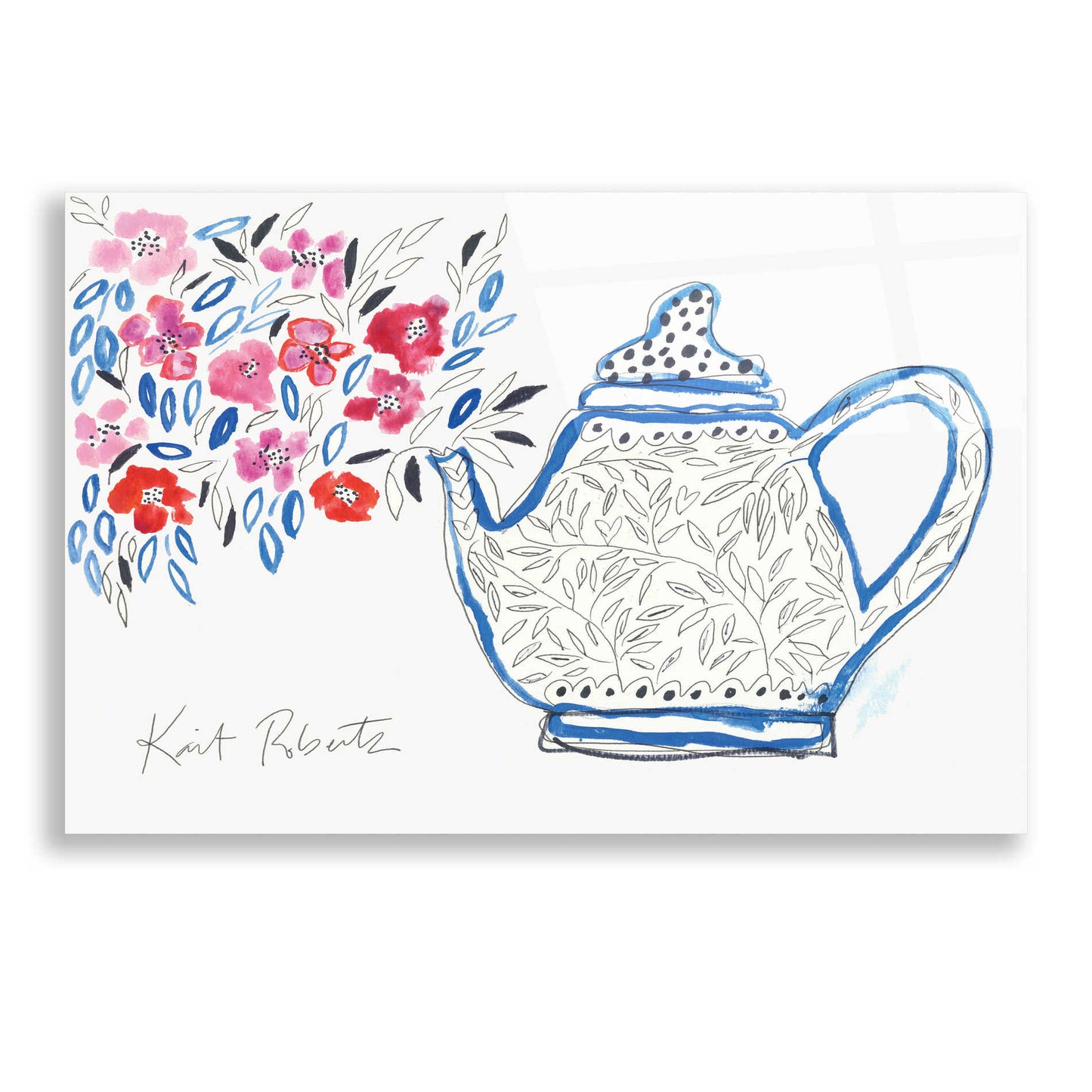 Epic Art 'Granny's Tea Pot' by Kait Roberts, Acrylic Glass Wall Art,24x16