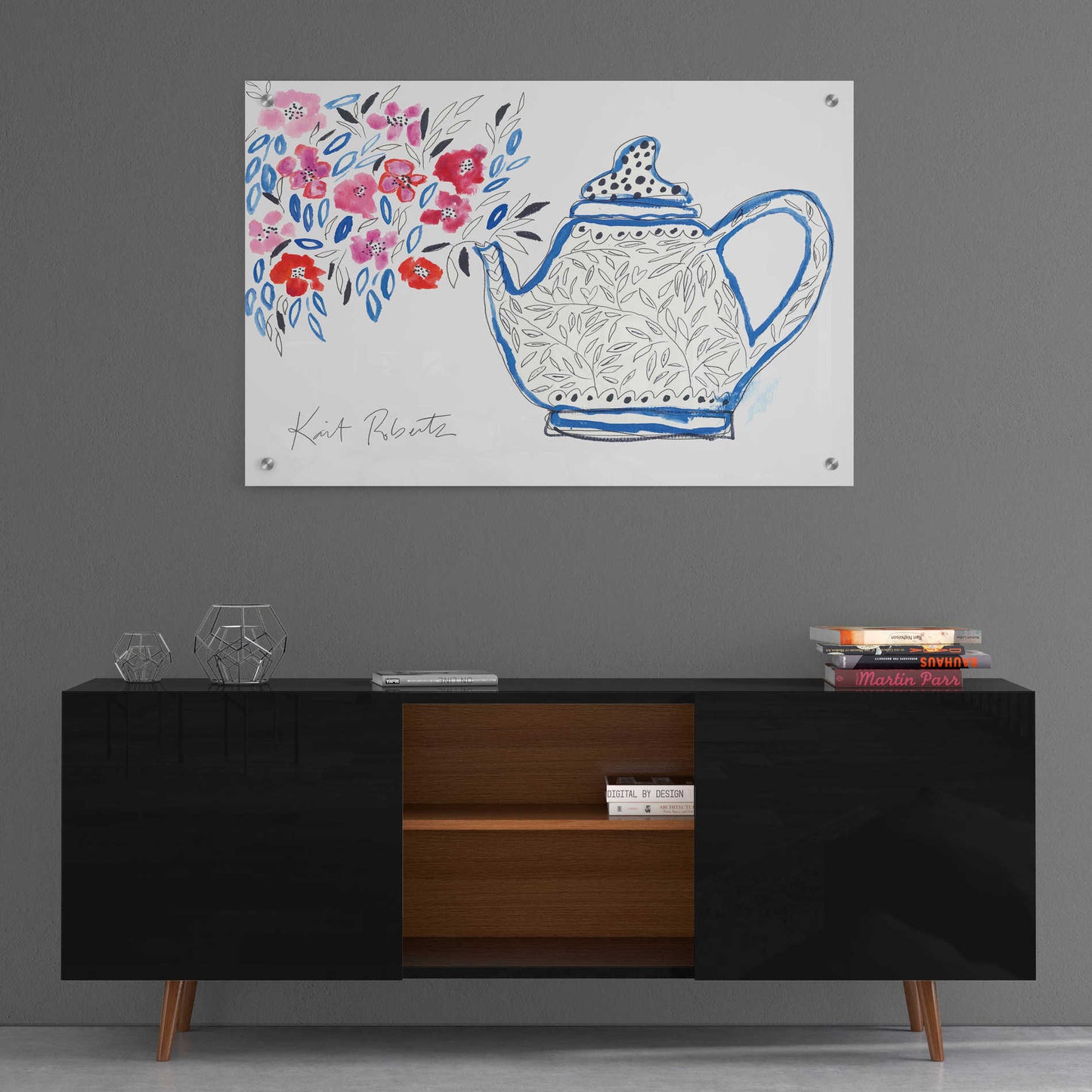 Epic Art 'Granny's Tea Pot' by Kait Roberts, Acrylic Glass Wall Art,36x24