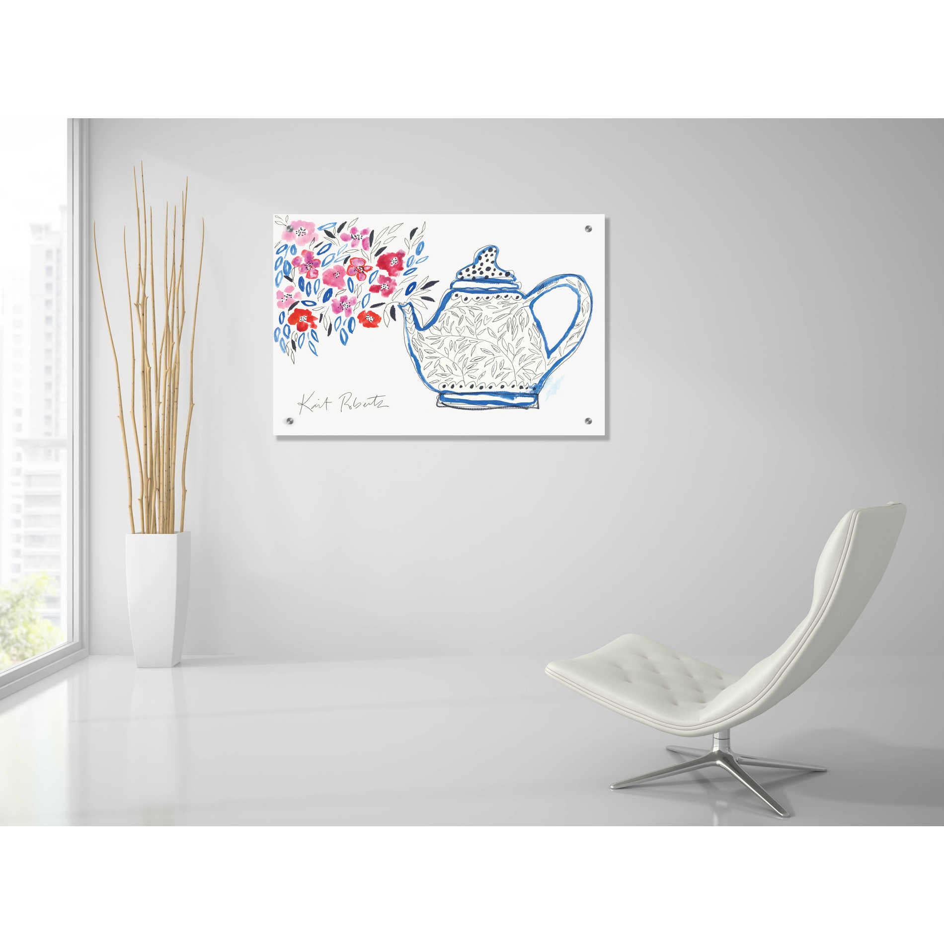 Epic Art 'Granny's Tea Pot' by Kait Roberts, Acrylic Glass Wall Art,36x24