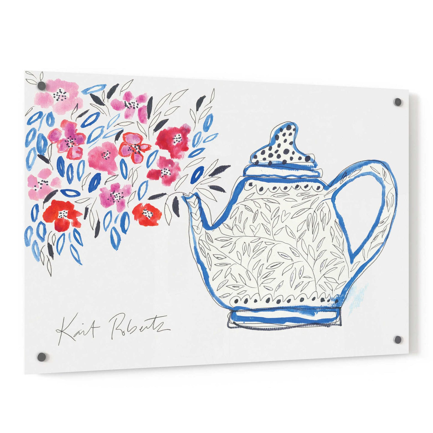 Epic Art 'Granny's Tea Pot' by Kait Roberts, Acrylic Glass Wall Art,36x24