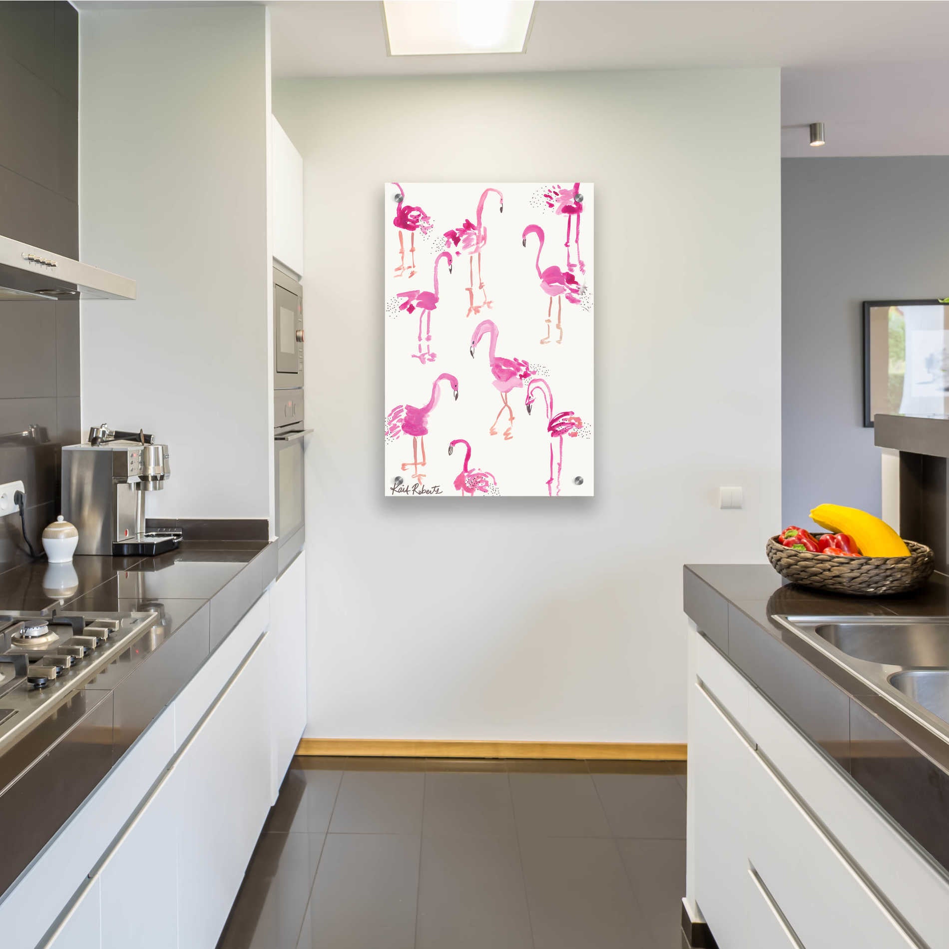 Epic Art 'Pink and Polka-Dots' by Kait Roberts, Acrylic Glass Wall Art,24x36