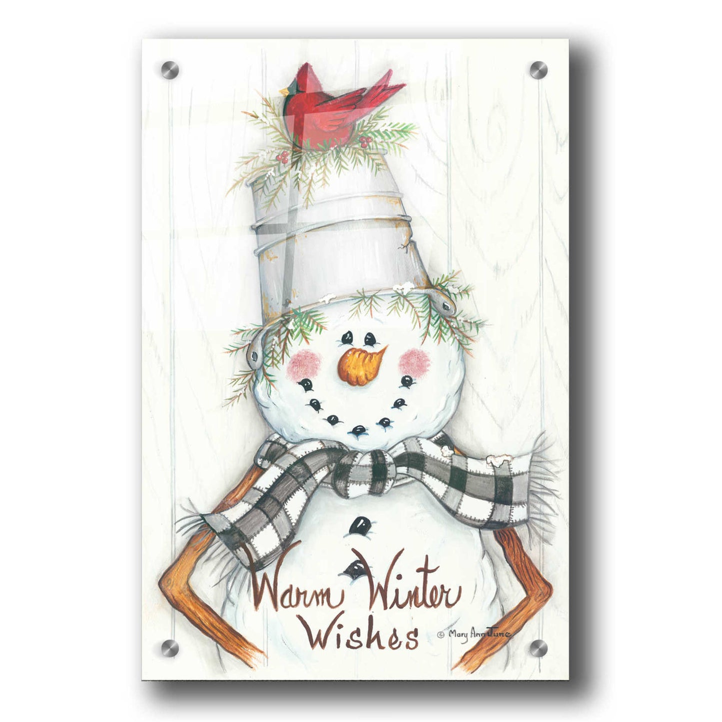 Epic Art 'Country Snowman' by Mary Ann June, Acrylic Glass Wall Art,24x36