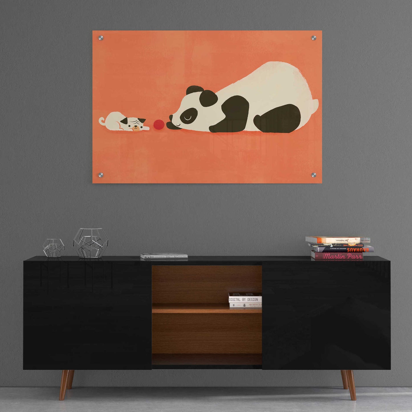 Epic Art 'The Pug and the Panda' by Jay Fleck, Acrylic Glass Wall Art,36x24