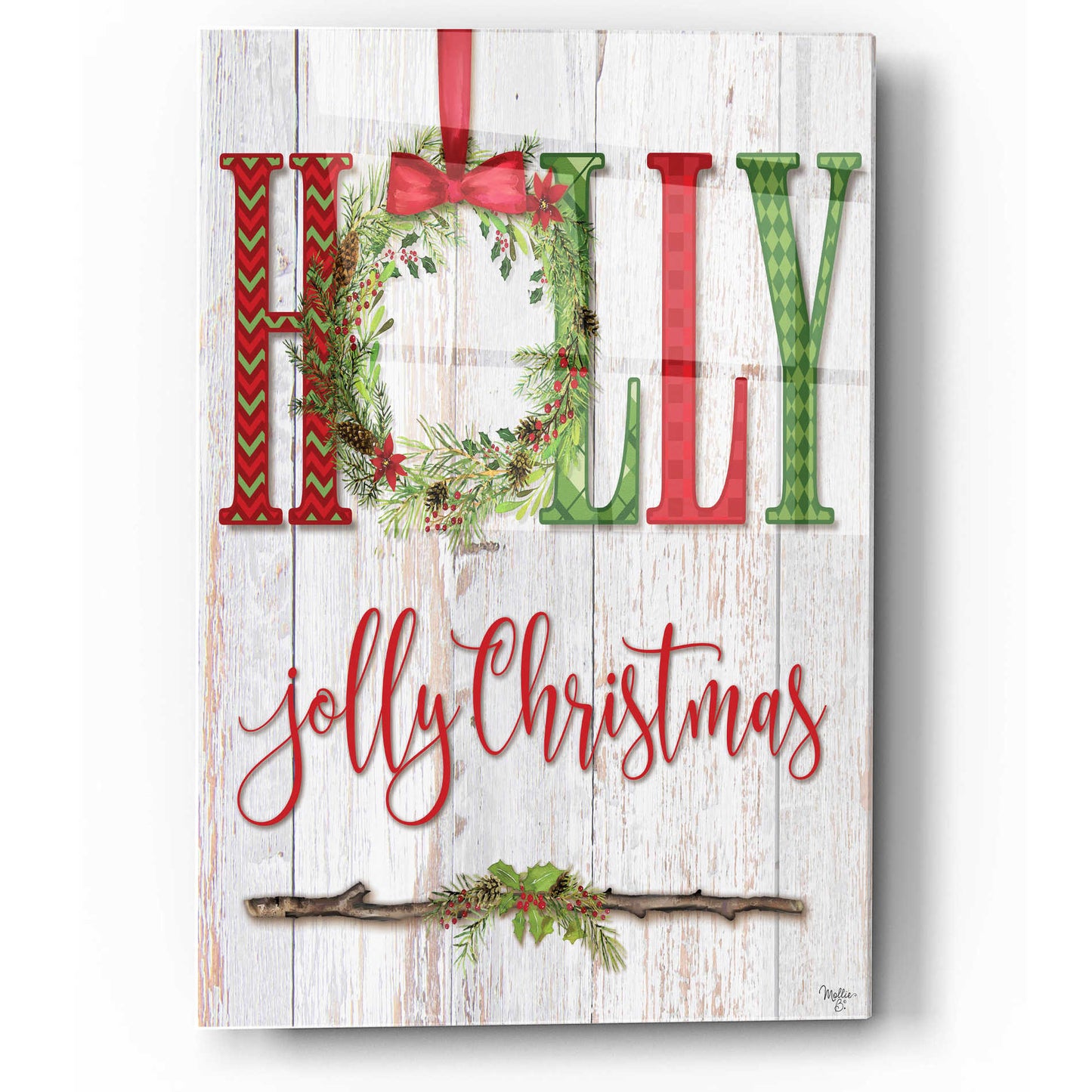 Epic Art 'Holly Jolly Christmas' by Mollie B, Acrylic Glass Wall Art,12x16