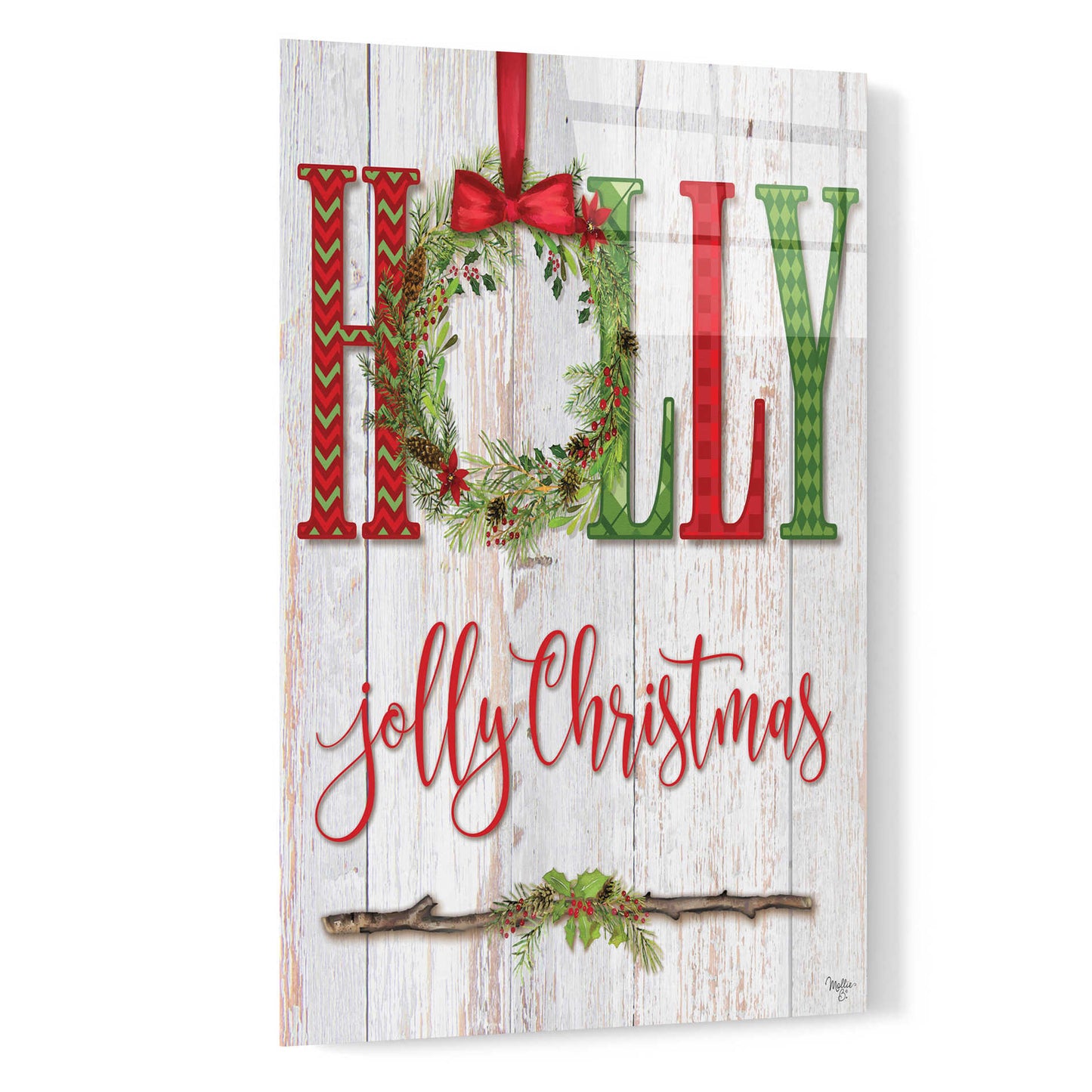 Epic Art 'Holly Jolly Christmas' by Mollie B, Acrylic Glass Wall Art,16x24