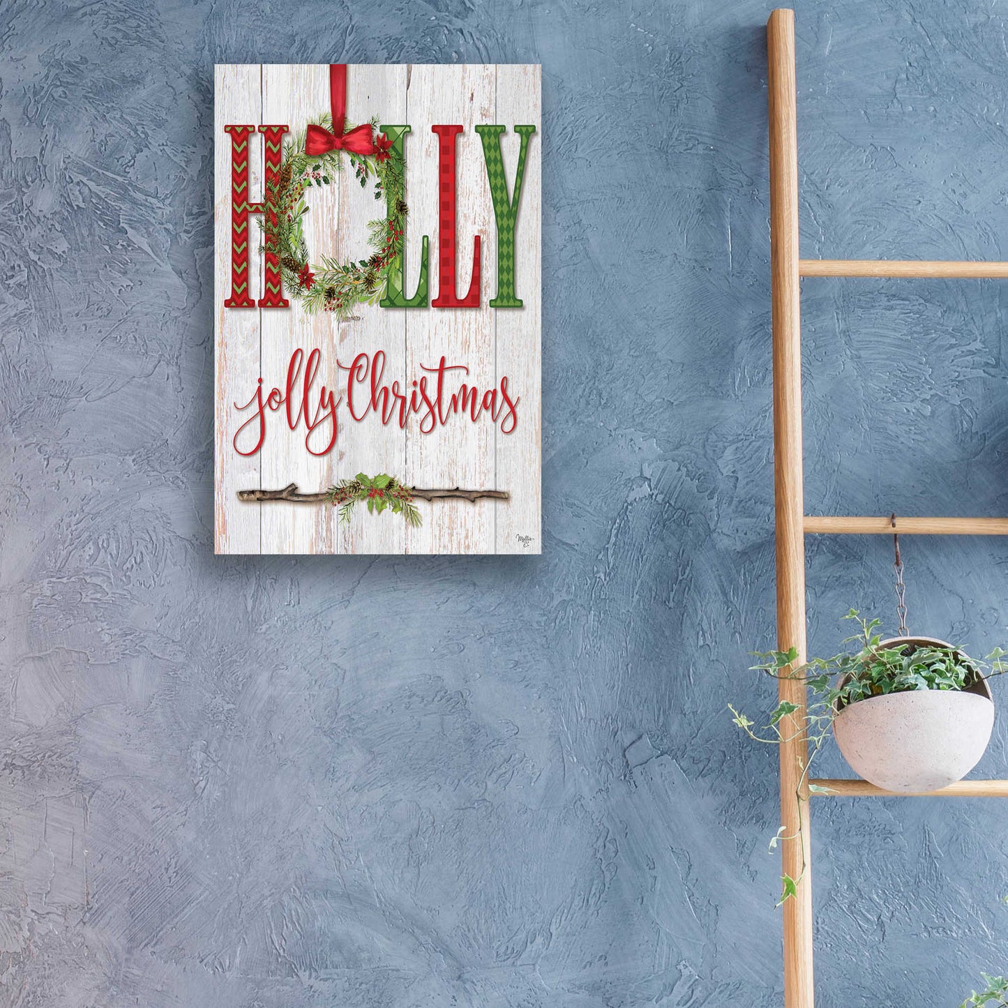 Epic Art 'Holly Jolly Christmas' by Mollie B, Acrylic Glass Wall Art,16x24